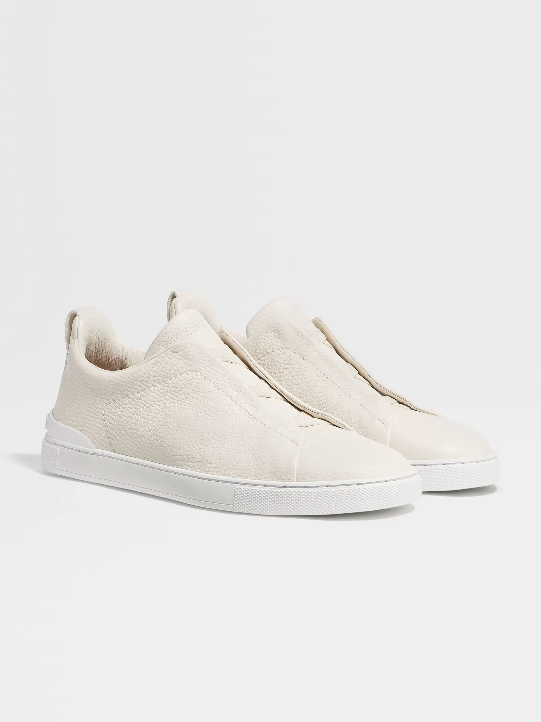 Baskets Triple Stitch™ en Cuir de Cerf Blanc Cassé<ZEGNA Discount