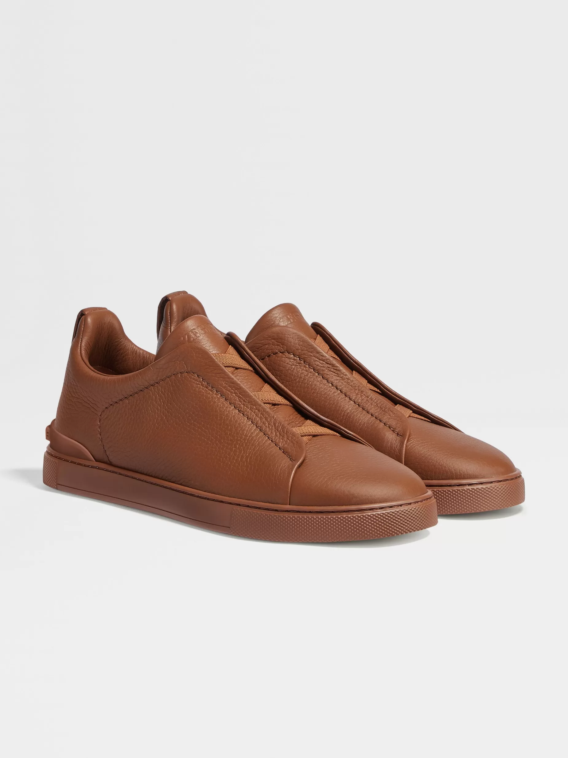 Baskets Triple Stitch™ en Cuir de Cerf Foliage Foncé<ZEGNA Cheap