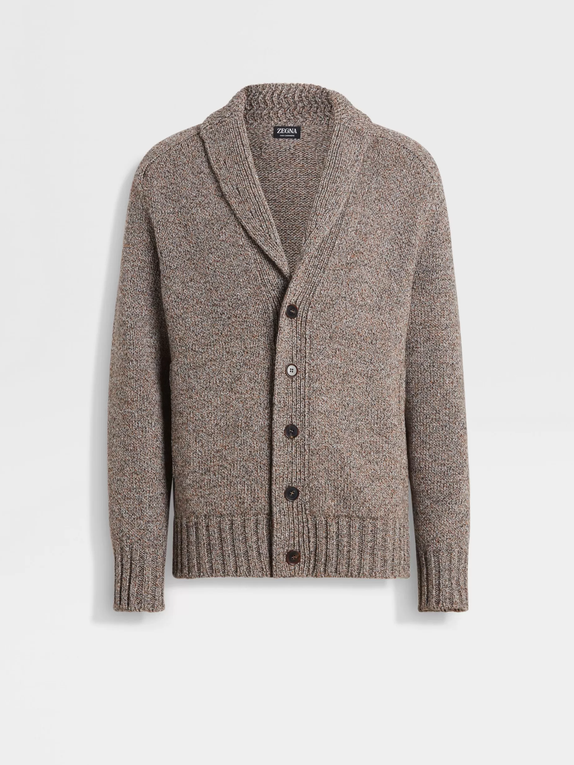 Cardigan en Oasi Cashmere Foliage Foncé et Taupe<ZEGNA Cheap