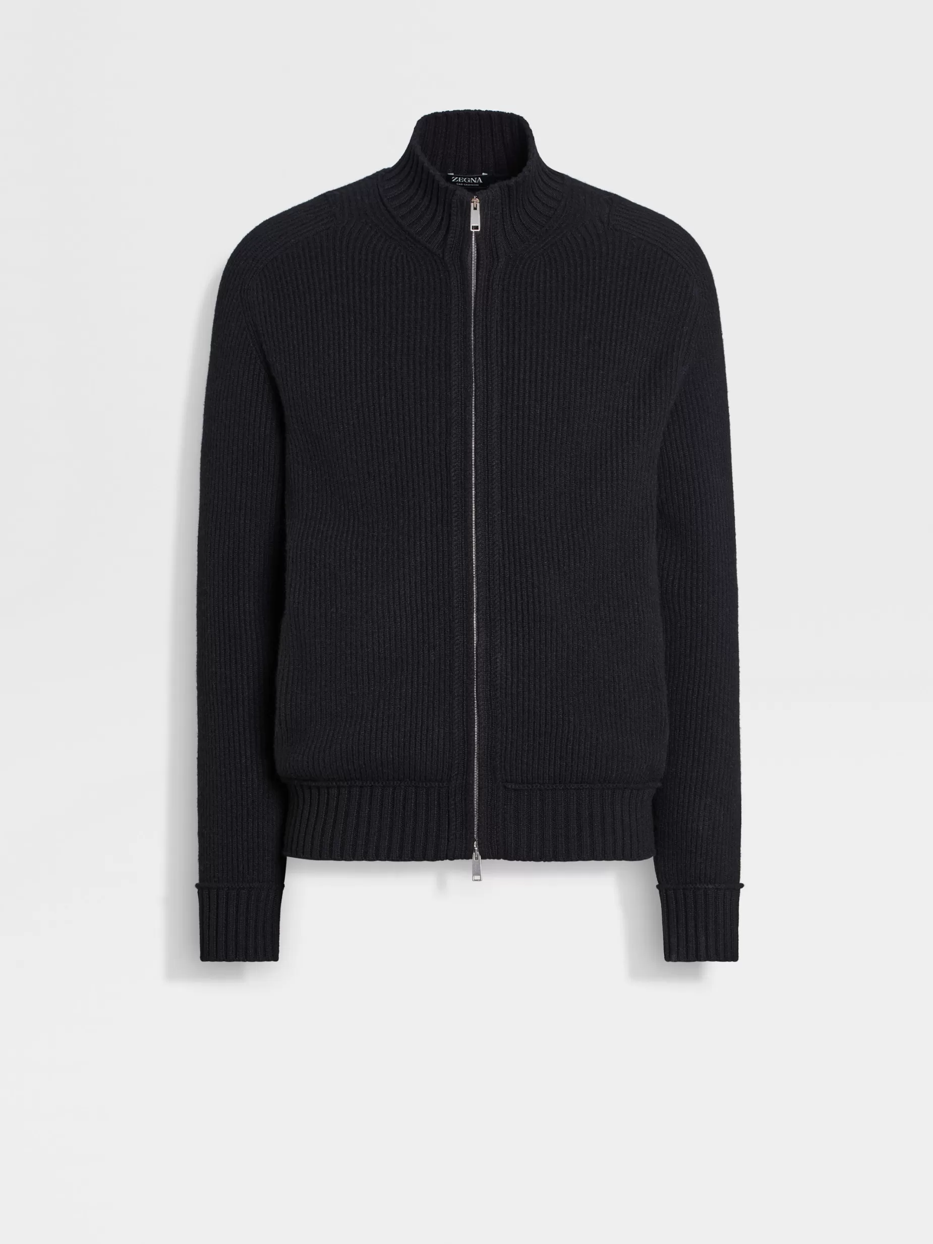 Cardigan Zippé en Oasi Cashmere Noir Chiné<ZEGNA Store