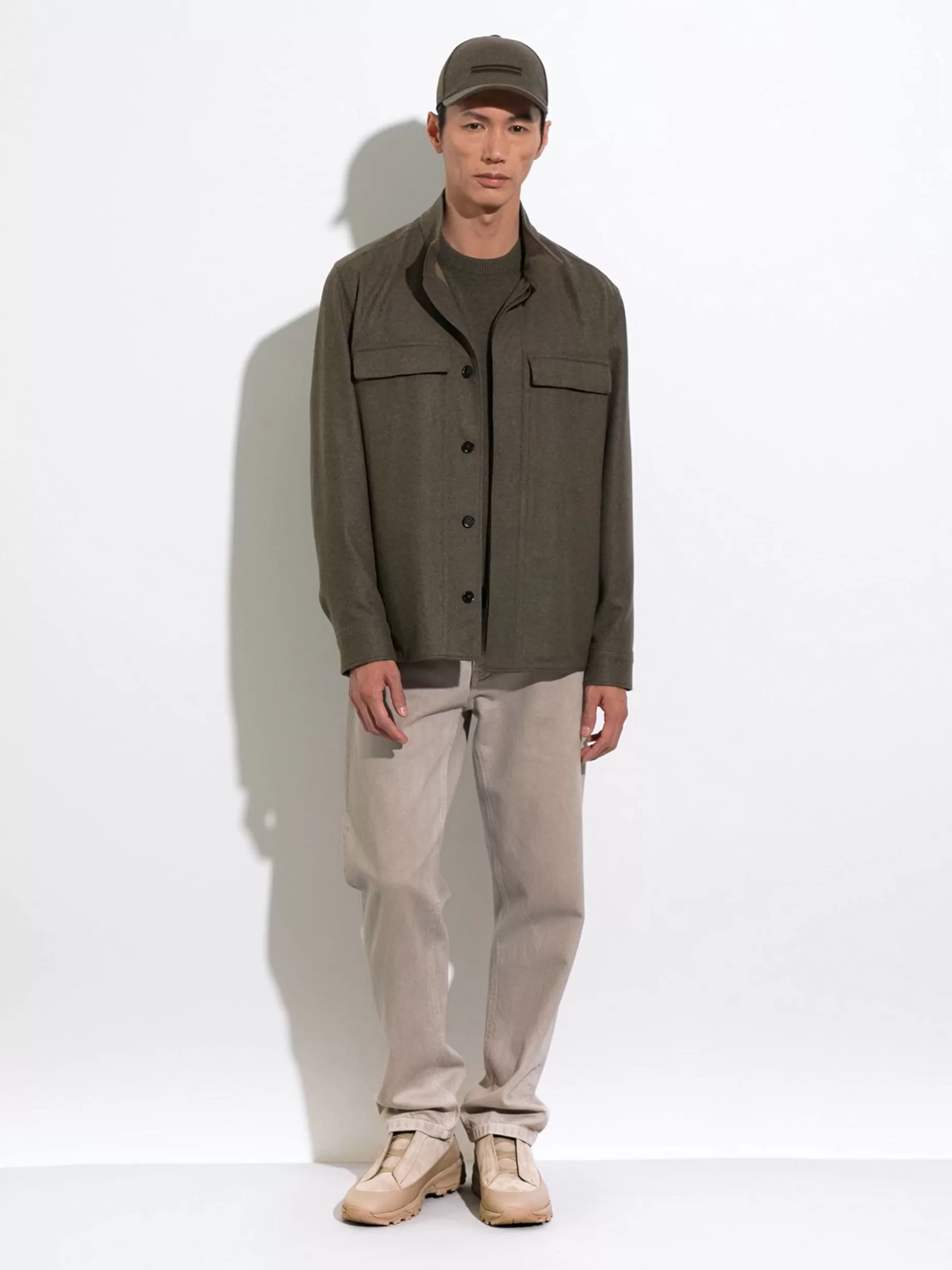 Casquette en Oasi Cashmere Vert Kaki Chiné Multicolore<ZEGNA Hot