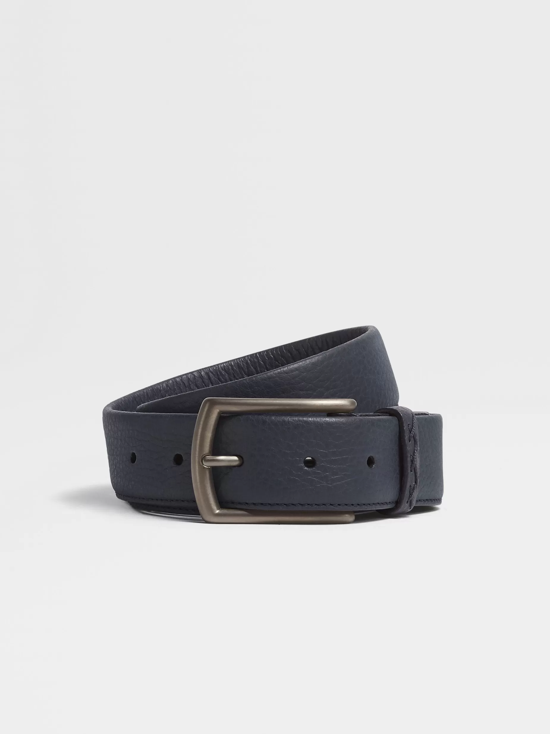 Ceinture en Cuir Bleu Marine<ZEGNA New