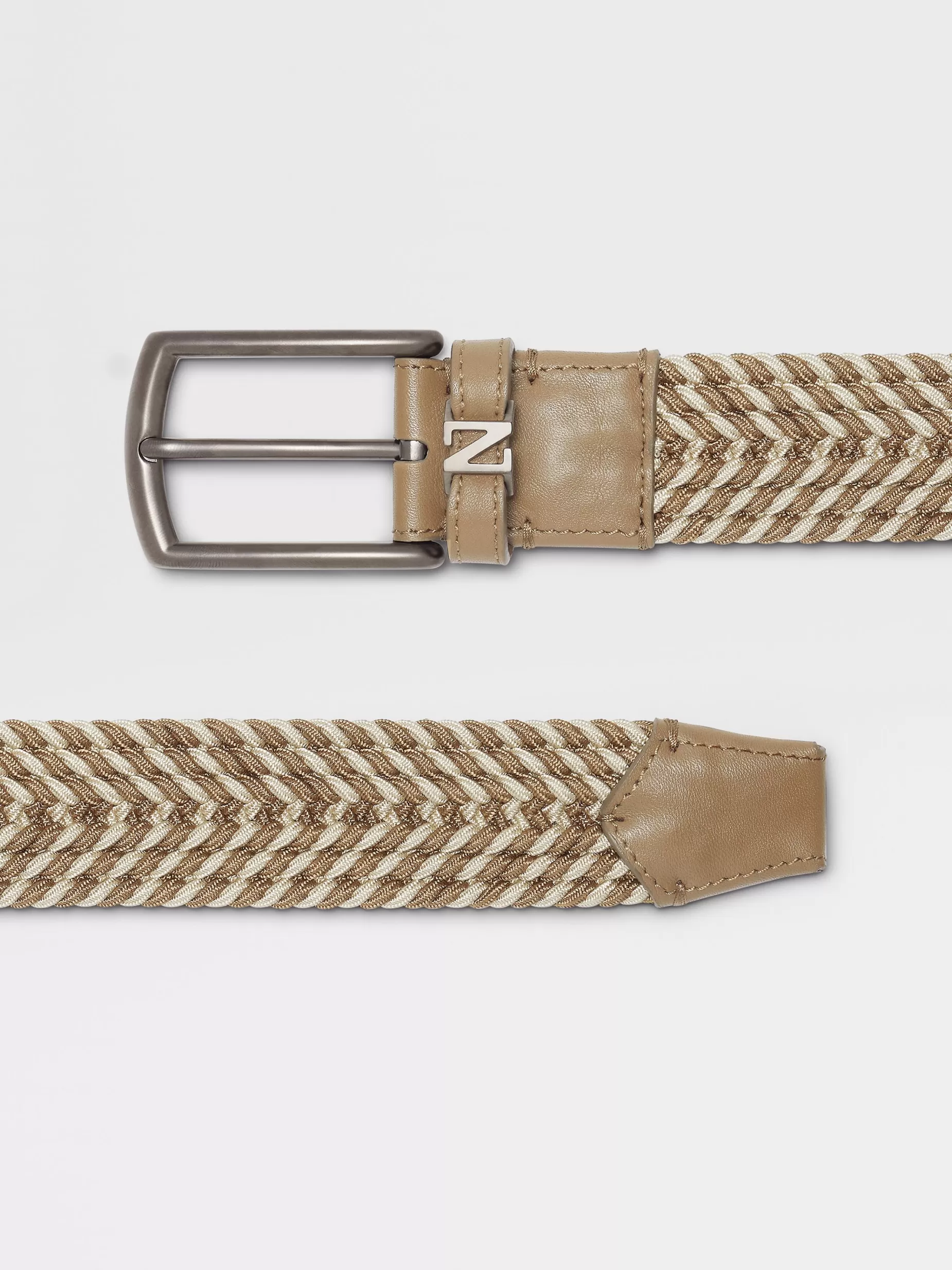 Ceinture en Rayonne Tressée Beige Foncé<ZEGNA Hot