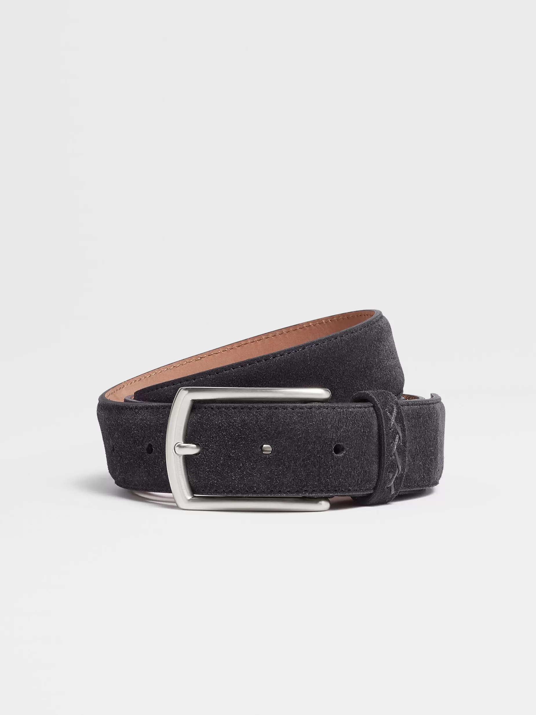 Ceinture en Veau Velours Bleu Marine<ZEGNA Outlet