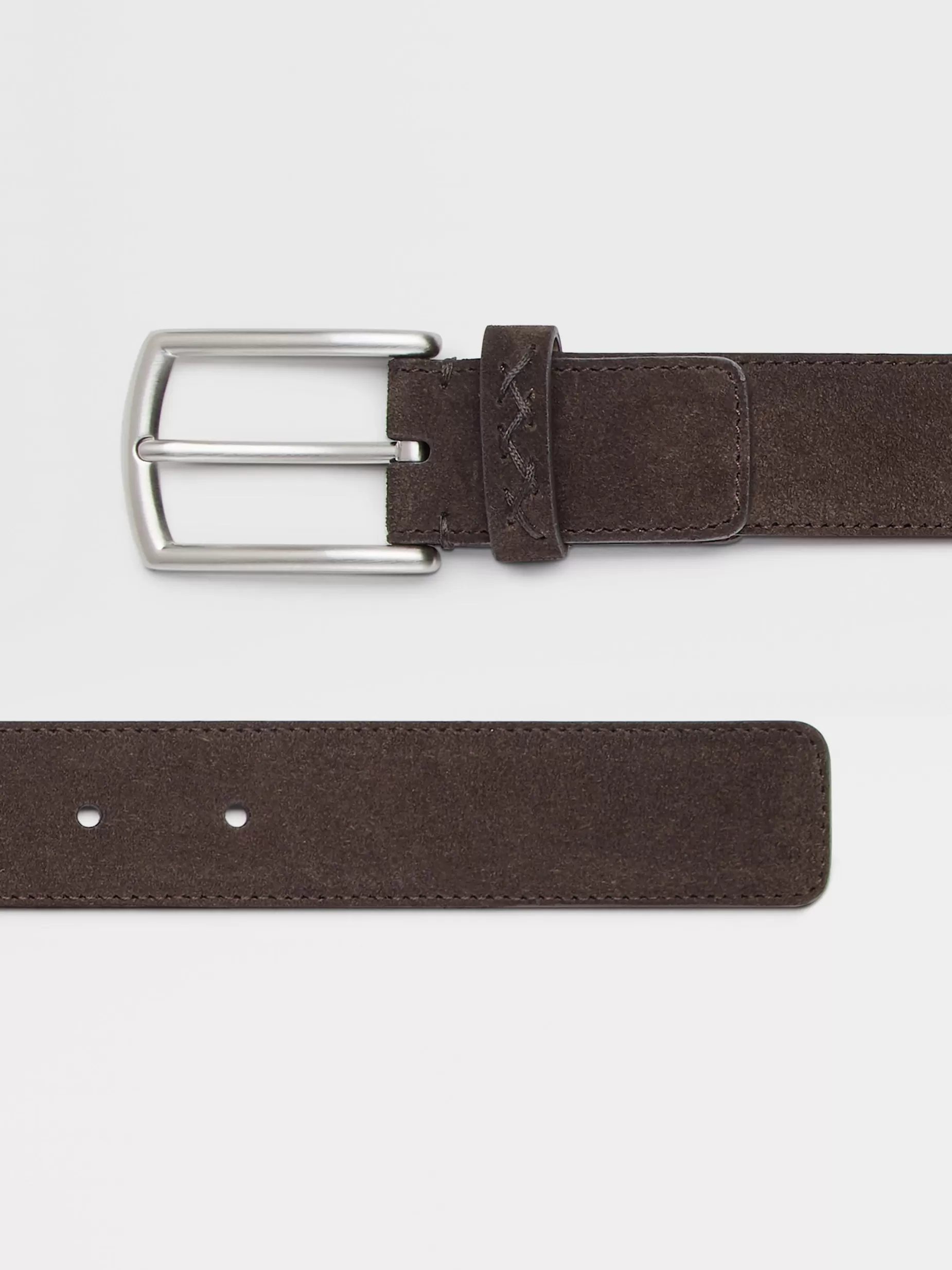 Ceinture en Veau Velours Marron Foncé<ZEGNA Online