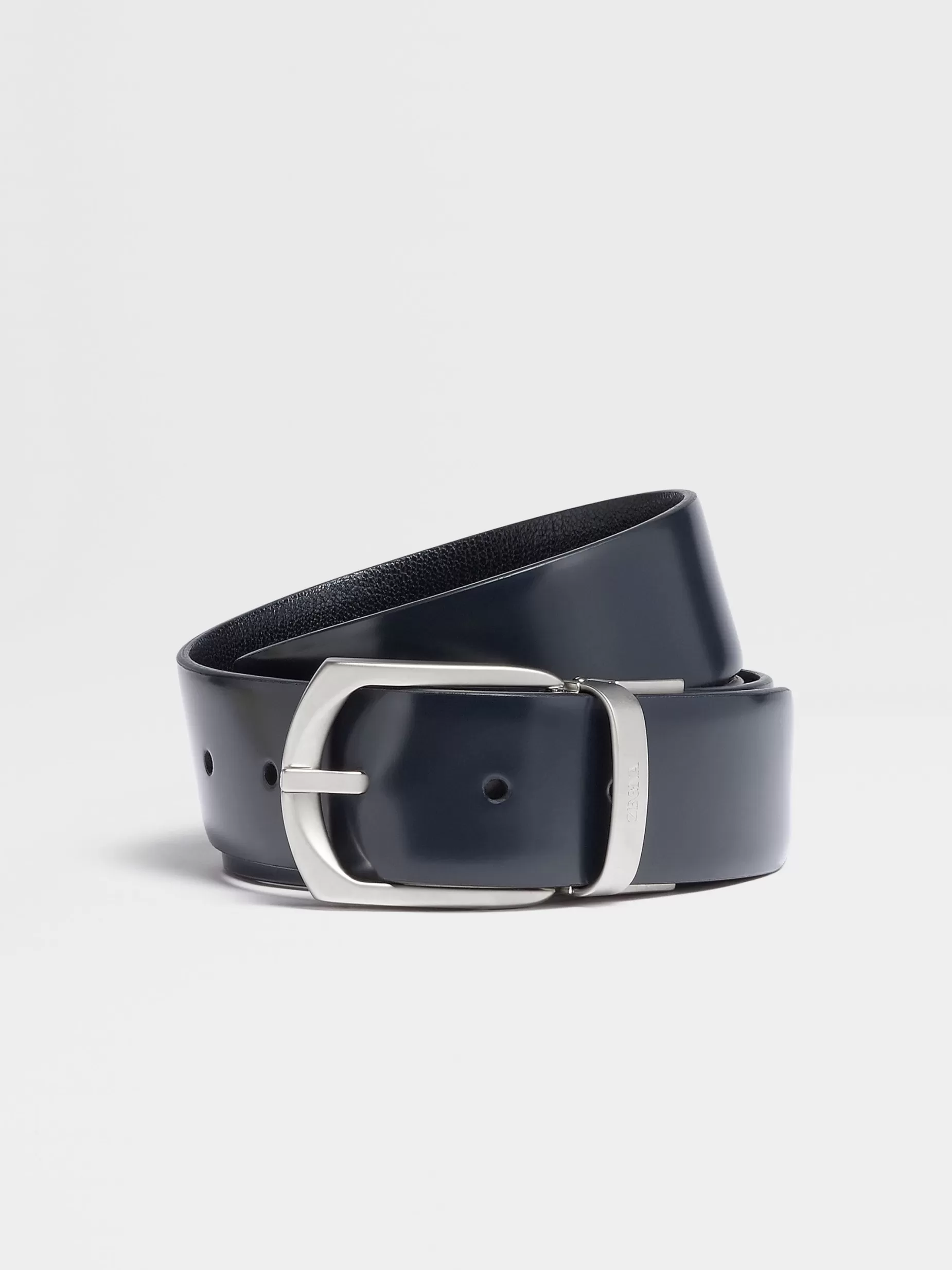 Ceinture Réversible en Cuir Bleu et Noir<ZEGNA Best Sale