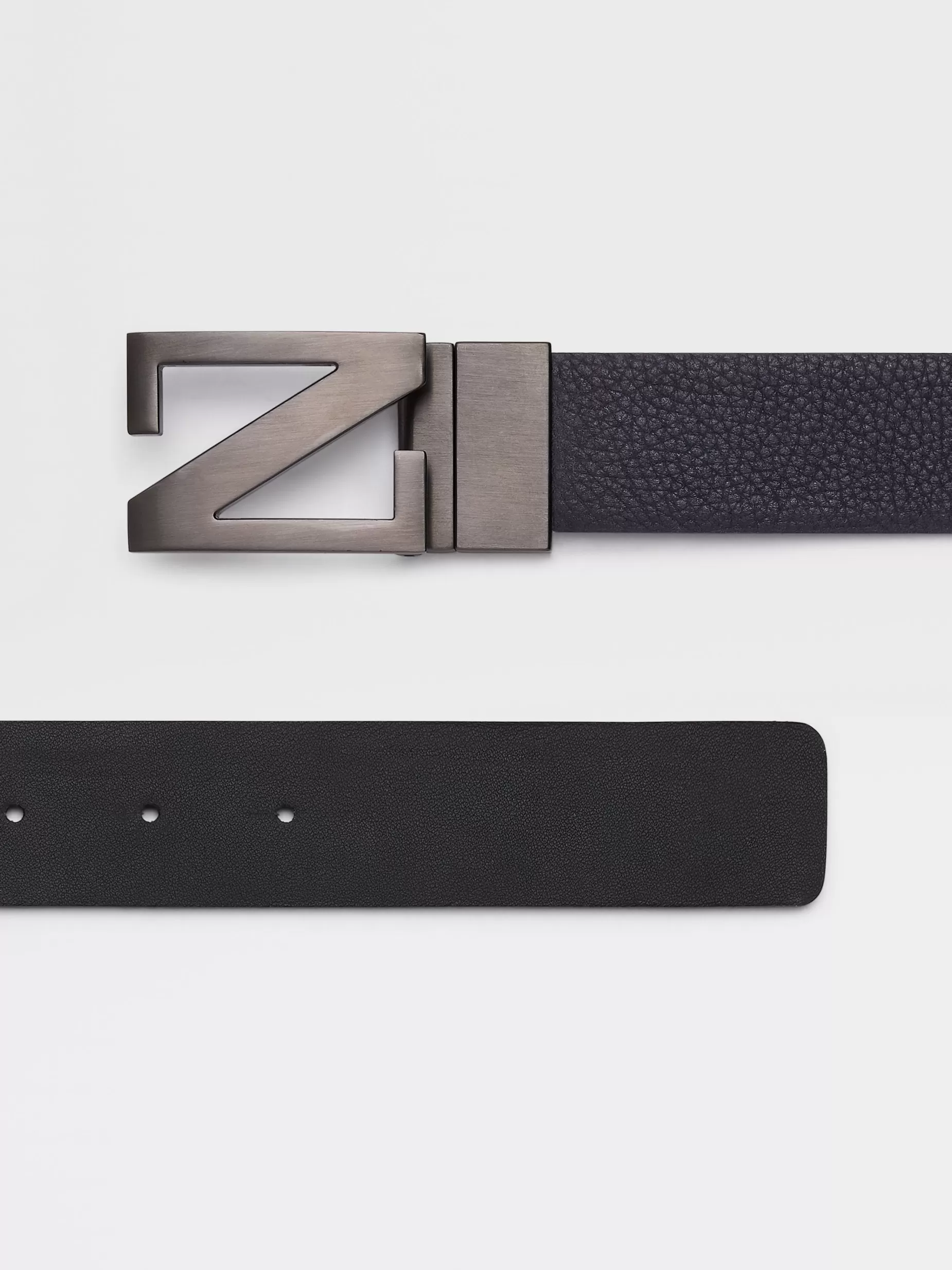 Ceinture Réversible en Cuir Bleu Marine et Noir<ZEGNA Clearance