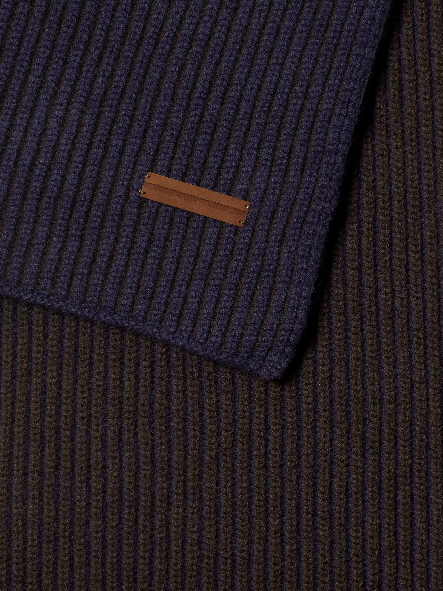 Écharpe en Oasi Cashmere Bleu Encre et Marron Foncé<ZEGNA Sale