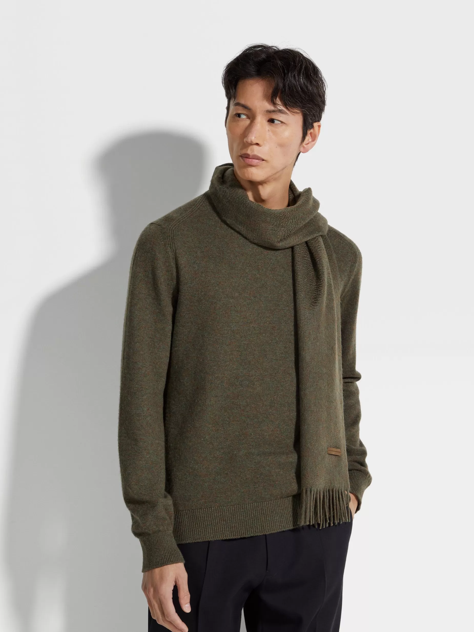 Écharpe en Oasi Cashmere Vert Foncé Chiné Multicolore<ZEGNA Cheap