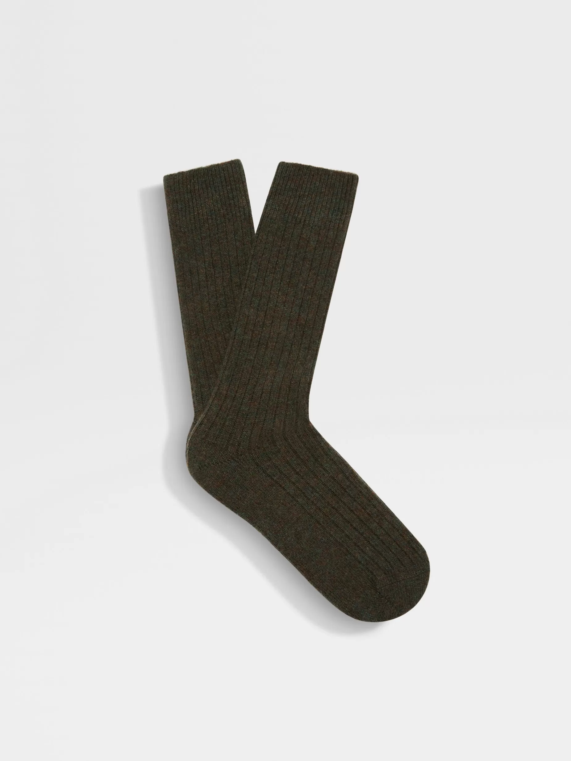 Chaussettes en Cachemire Mélangé Vert Chiné<ZEGNA Shop