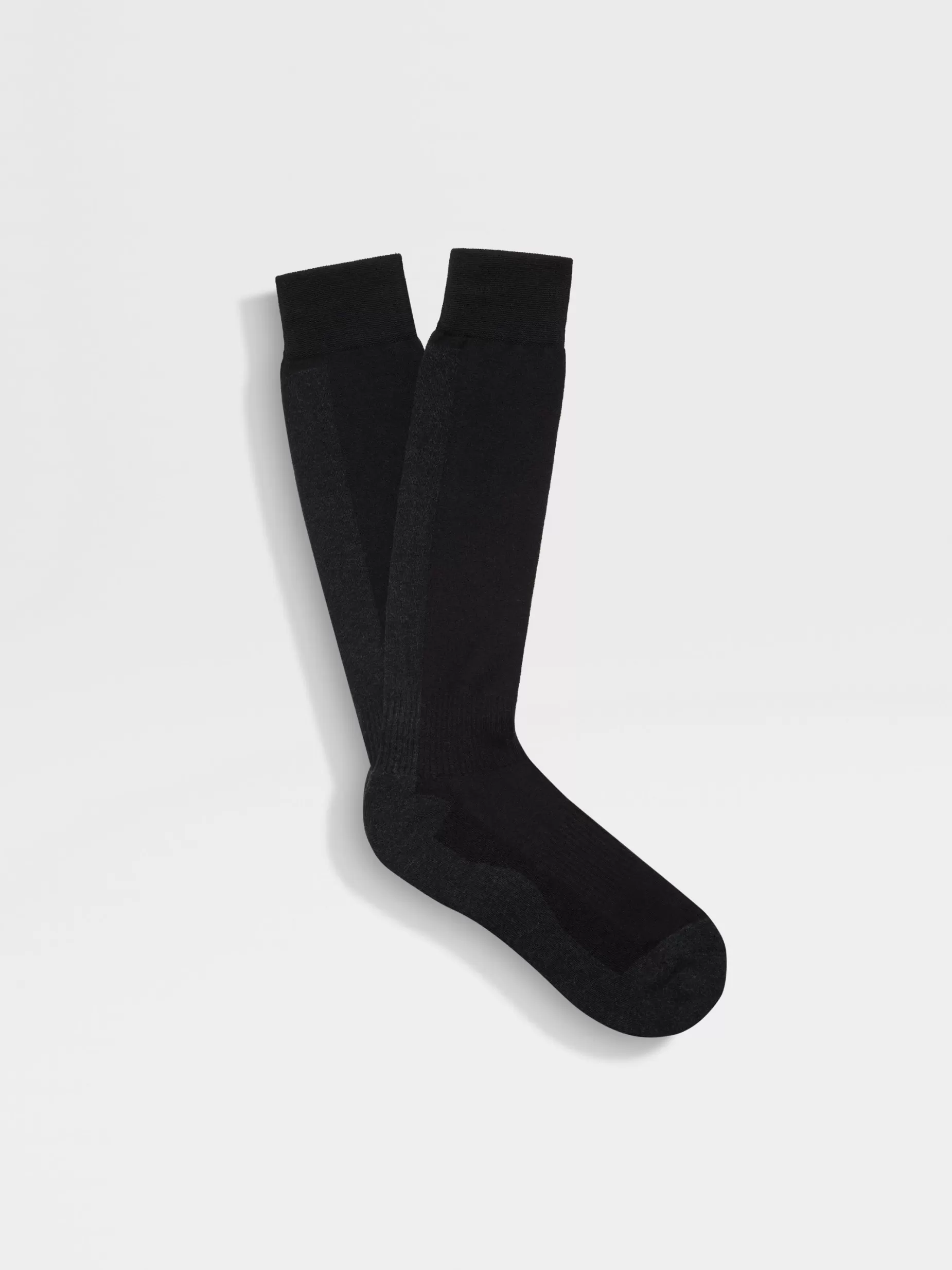 Chaussettes en Laine Techmerino™ Mélangée Gris Foncé et Noir<ZEGNA Store