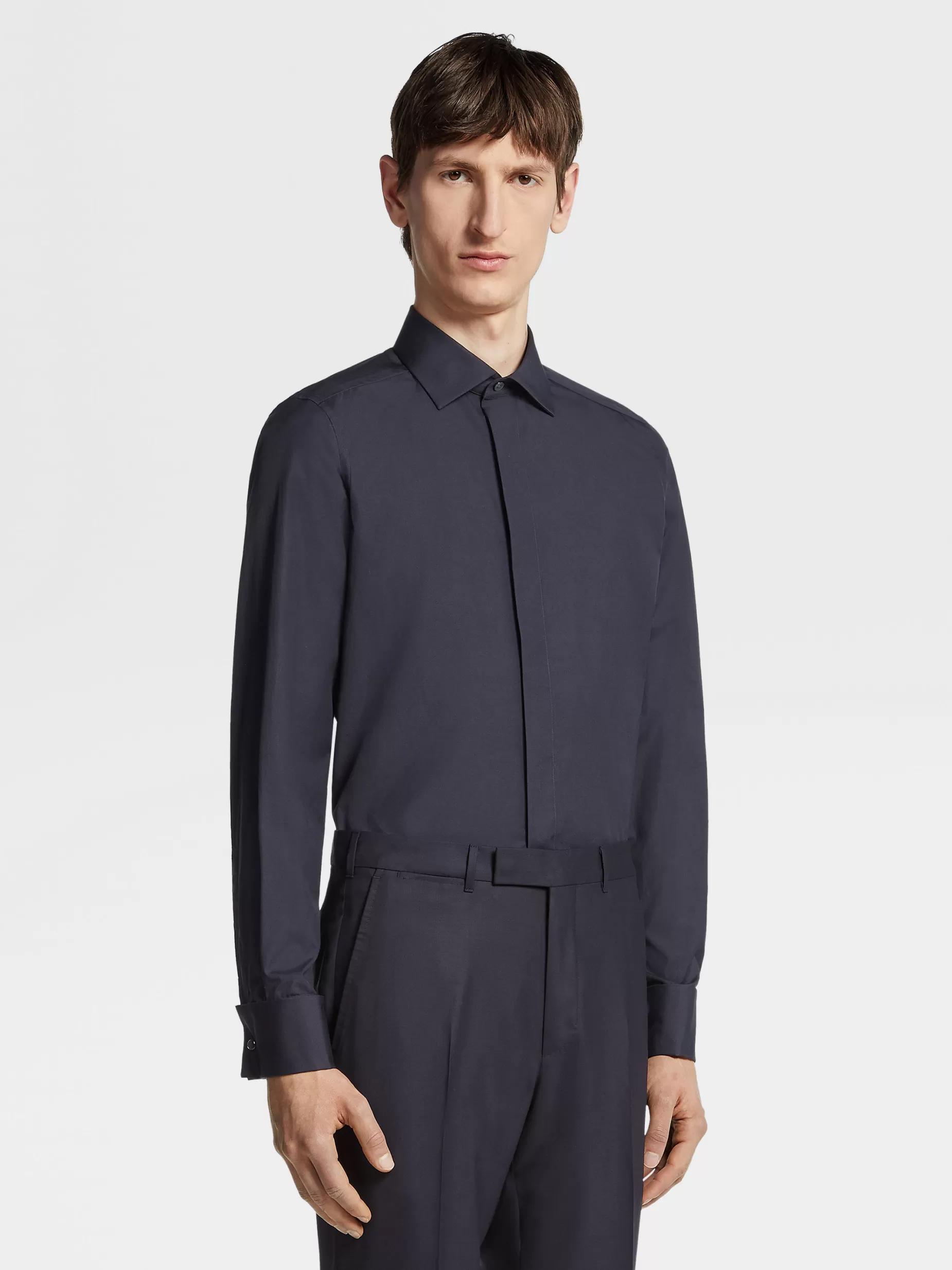 Chemise de Soirée en Trofeo™ Silk Bleu Marine<ZEGNA Flash Sale