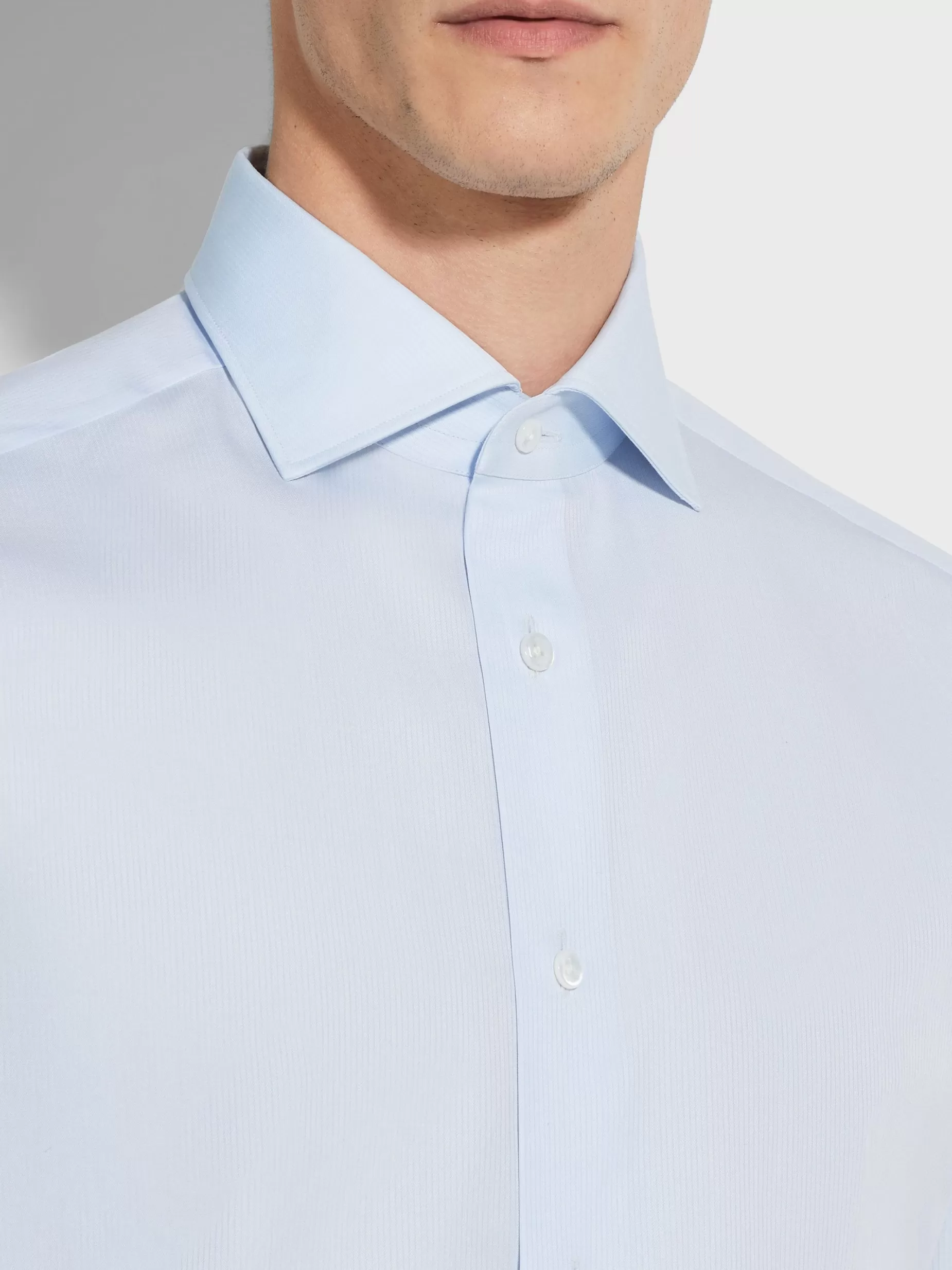 Chemise en Coton Centoventimila à Micro-Rayures Bleu Clair<ZEGNA Hot