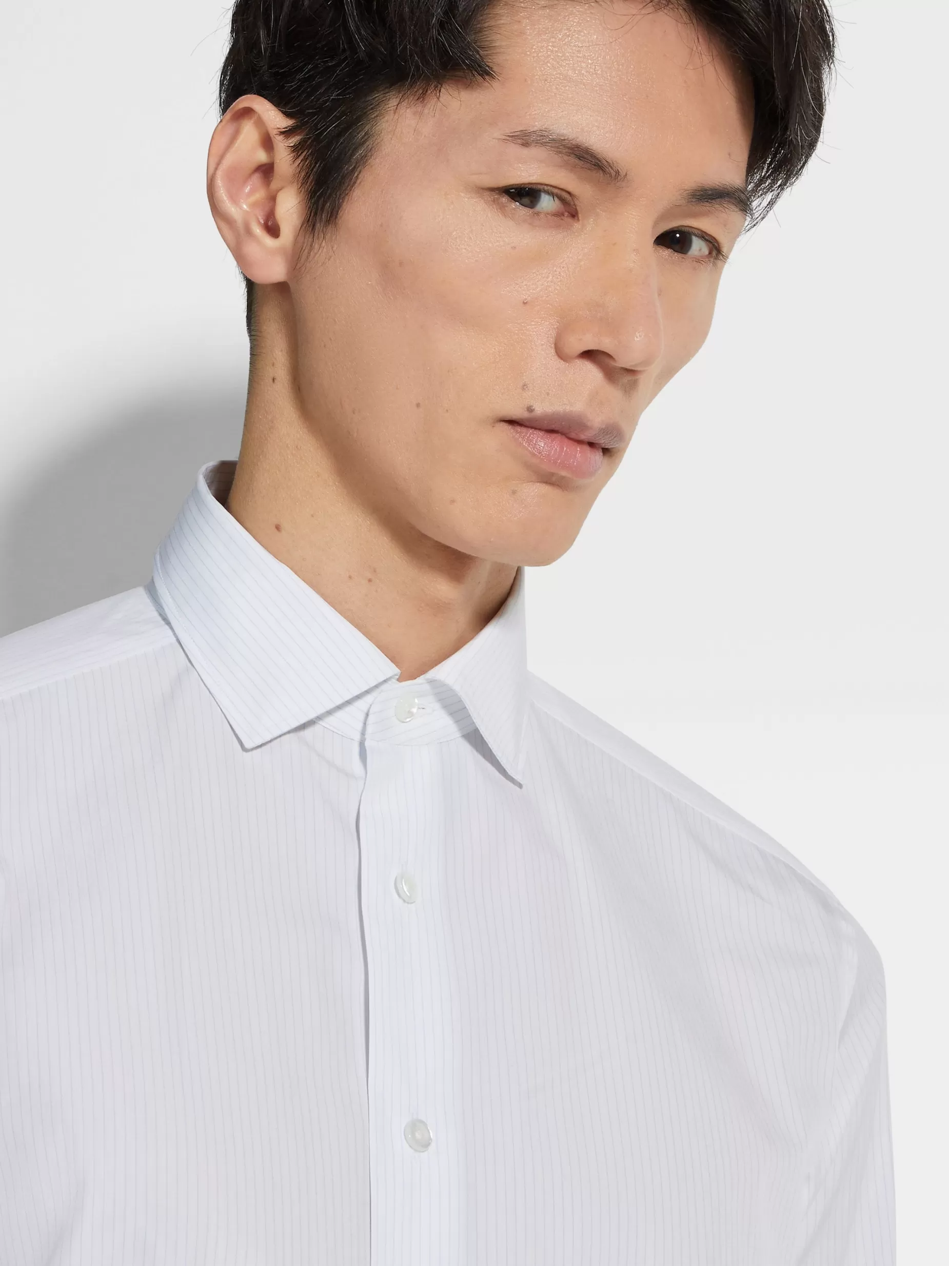 Chemise en Coton Centoventimila à Rayures Blanc et Bleu Clair<ZEGNA Online