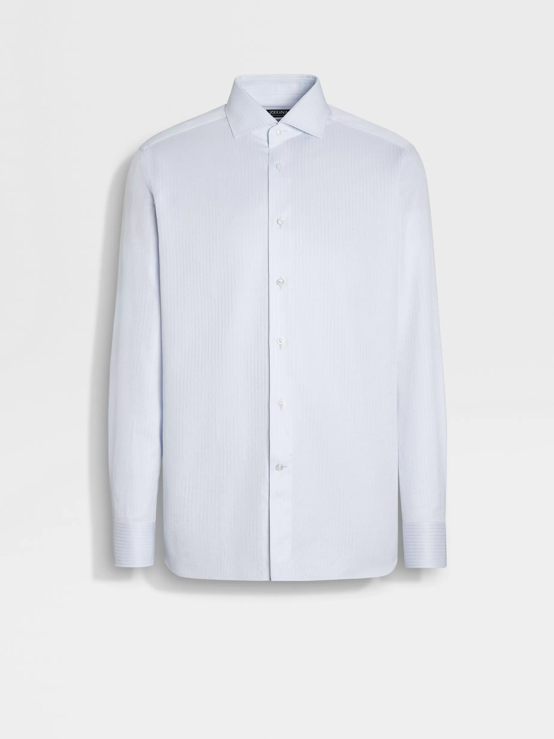 Chemise en Coton Centoventimila à Rayures Structurées Bleu Clair<ZEGNA New