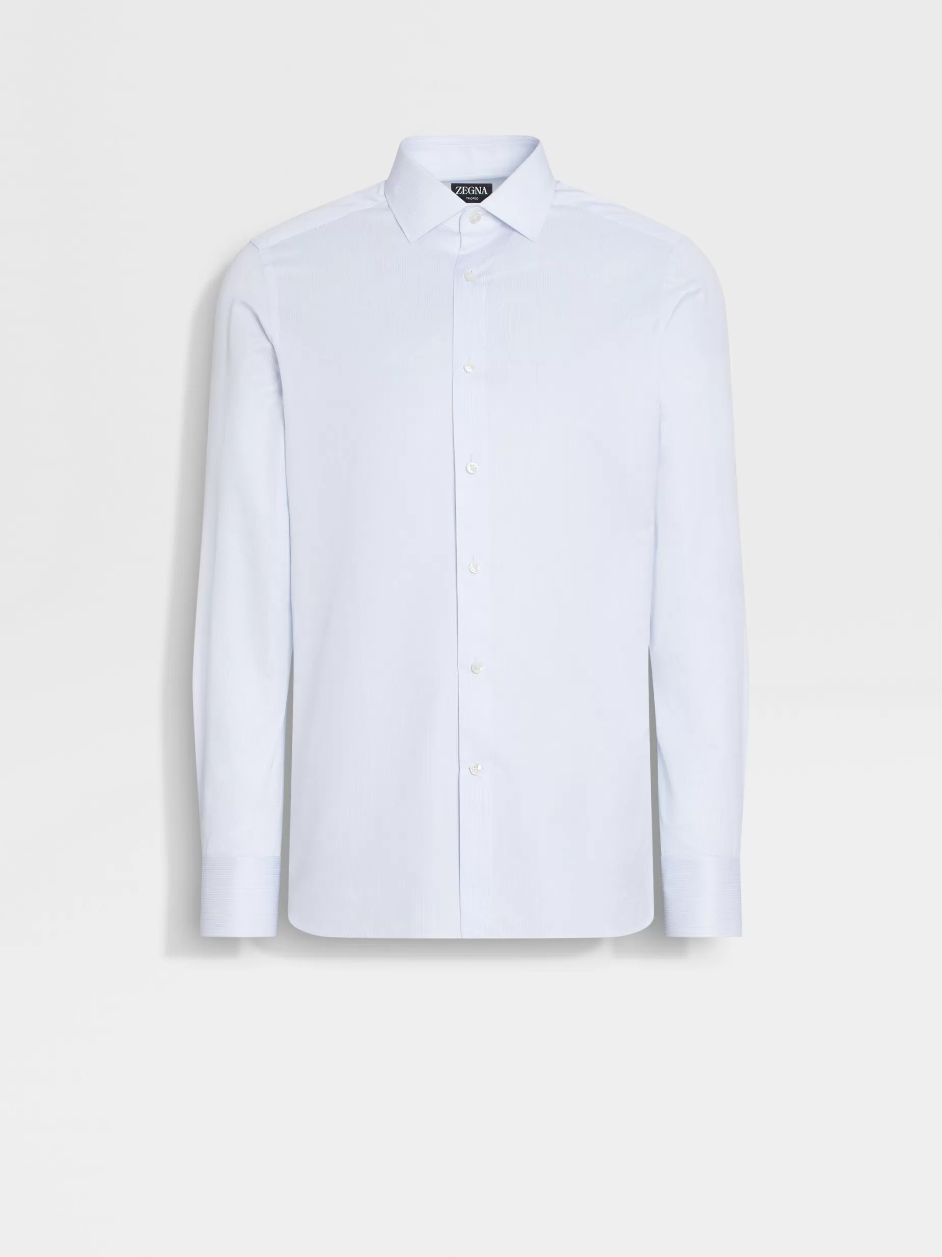 Chemise en Coton Trofeo™ à Fines Rayures Blanc et Bleu Clair<ZEGNA Cheap