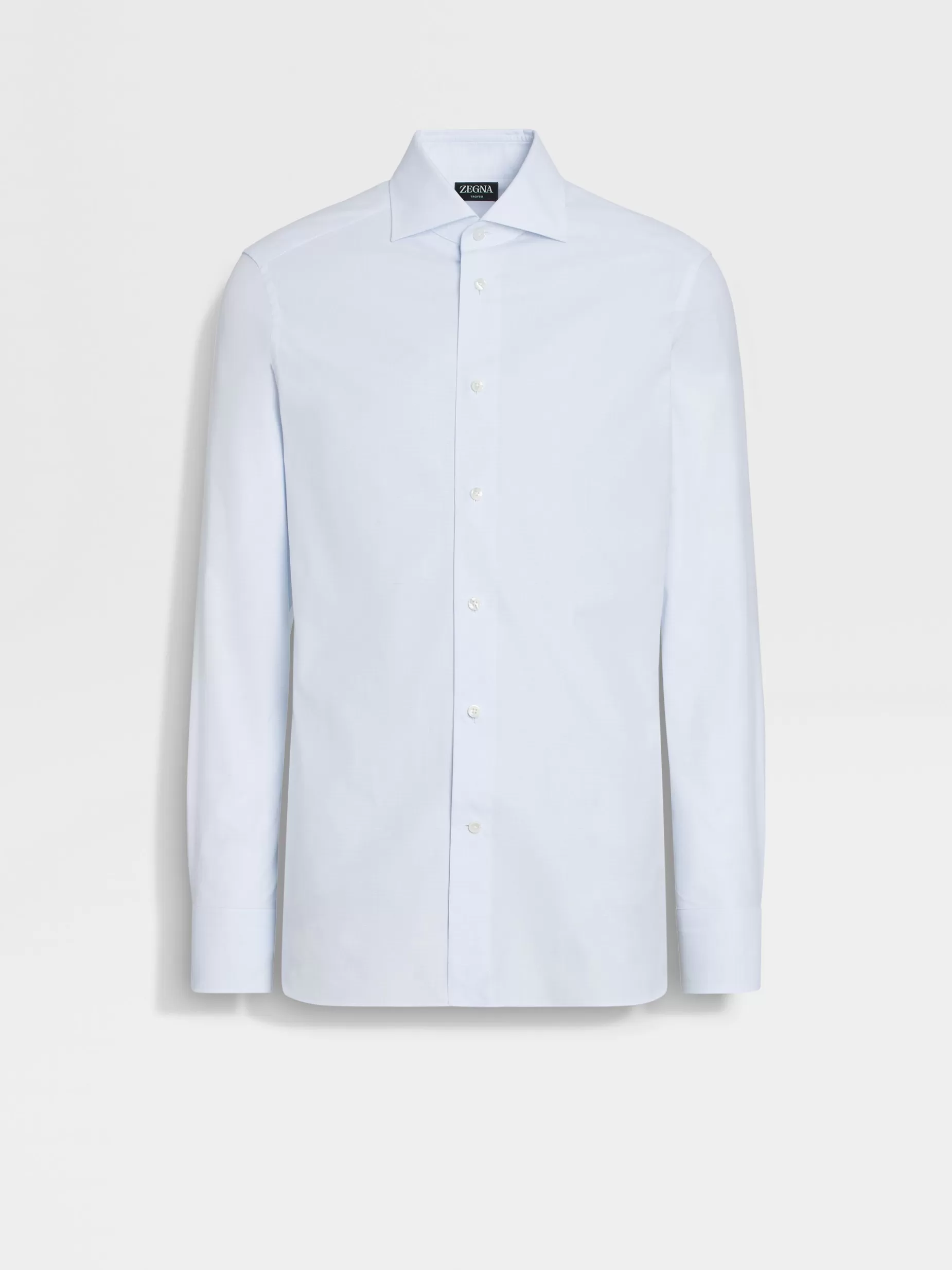 Chemise en Coton Trofeo™ à Petits Carreaux Bleu Clair et Blanc<ZEGNA Store
