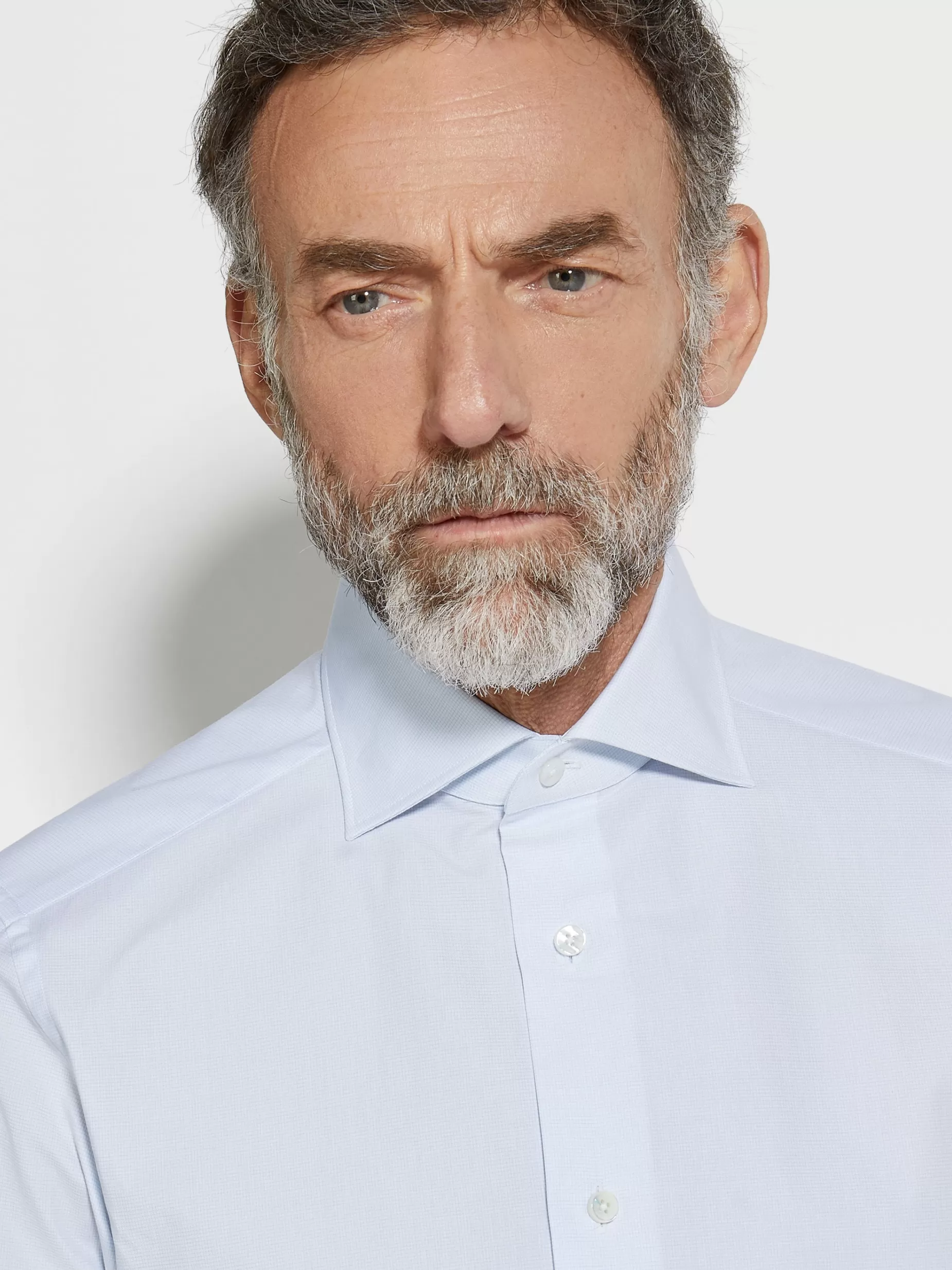 Chemise en Coton Trofeo™ à Petits Carreaux Bleu Clair et Blanc<ZEGNA Store