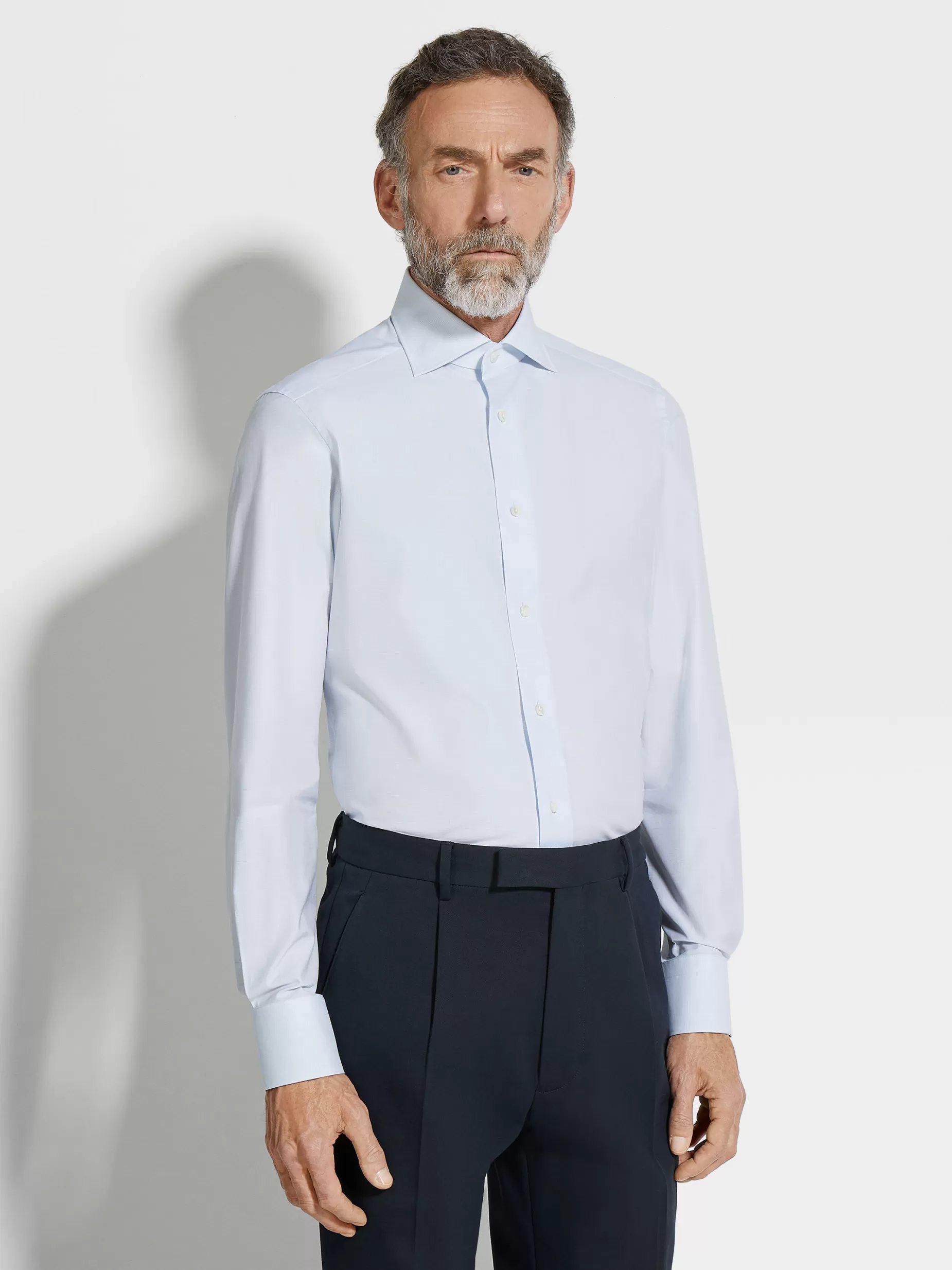Chemise en Coton Trofeo™ à Petits Carreaux Bleu Clair et Blanc<ZEGNA Store