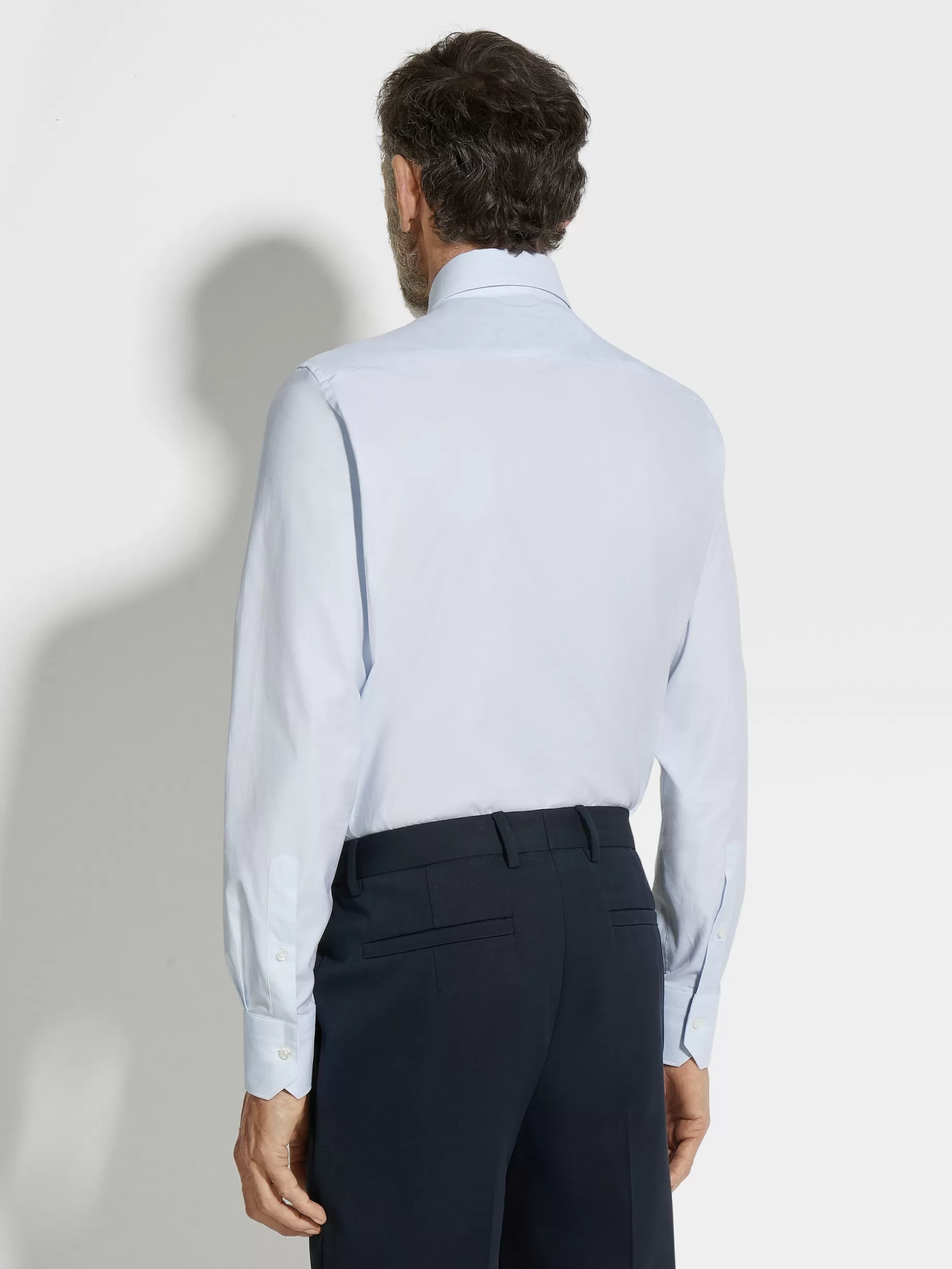 Chemise en Coton Trofeo™ à Petits Carreaux Bleu Clair et Blanc<ZEGNA Store