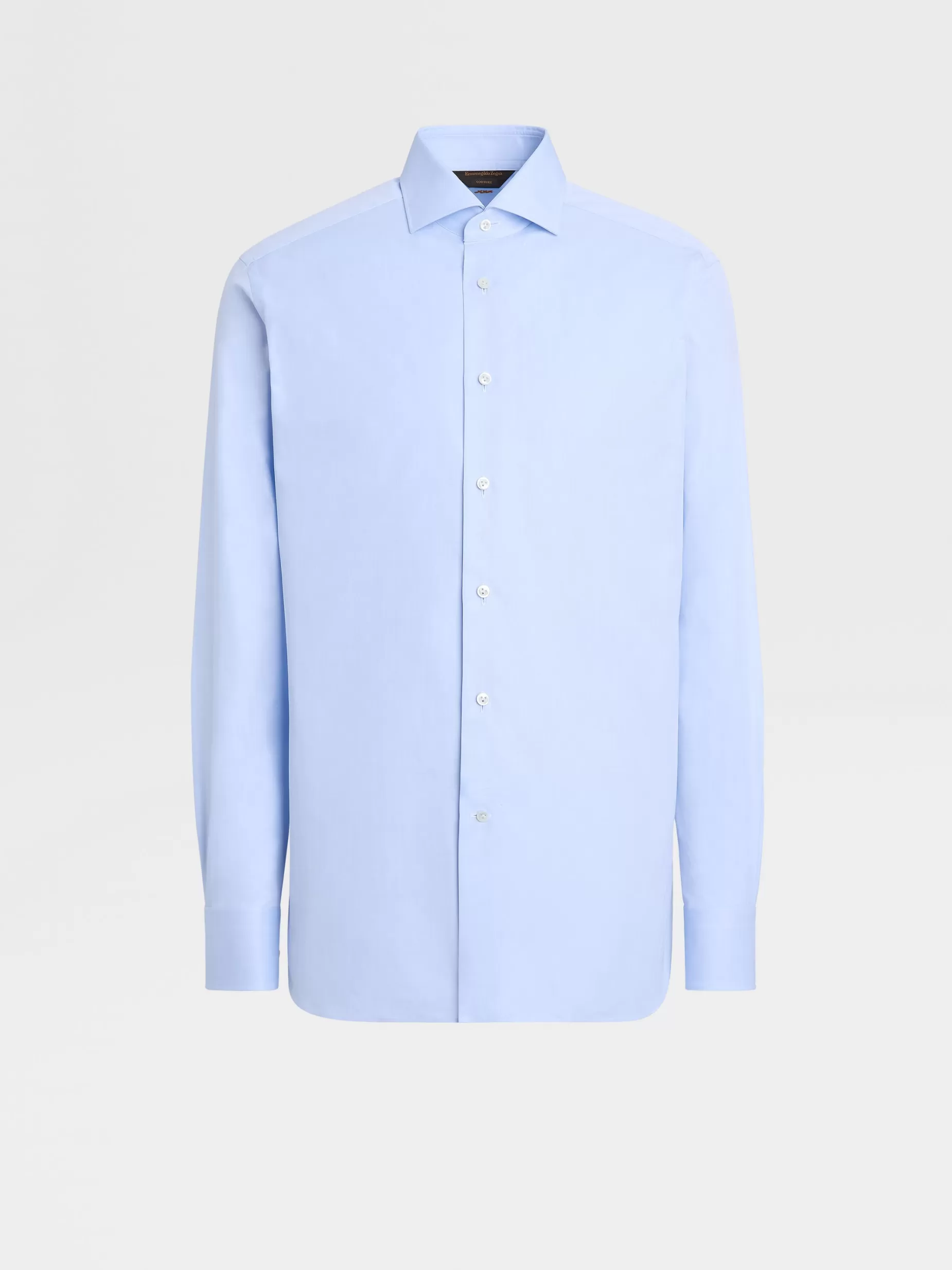 Chemise Habillée à Manches Longues en Coton Sea Island Bleu Clair<ZEGNA Outlet
