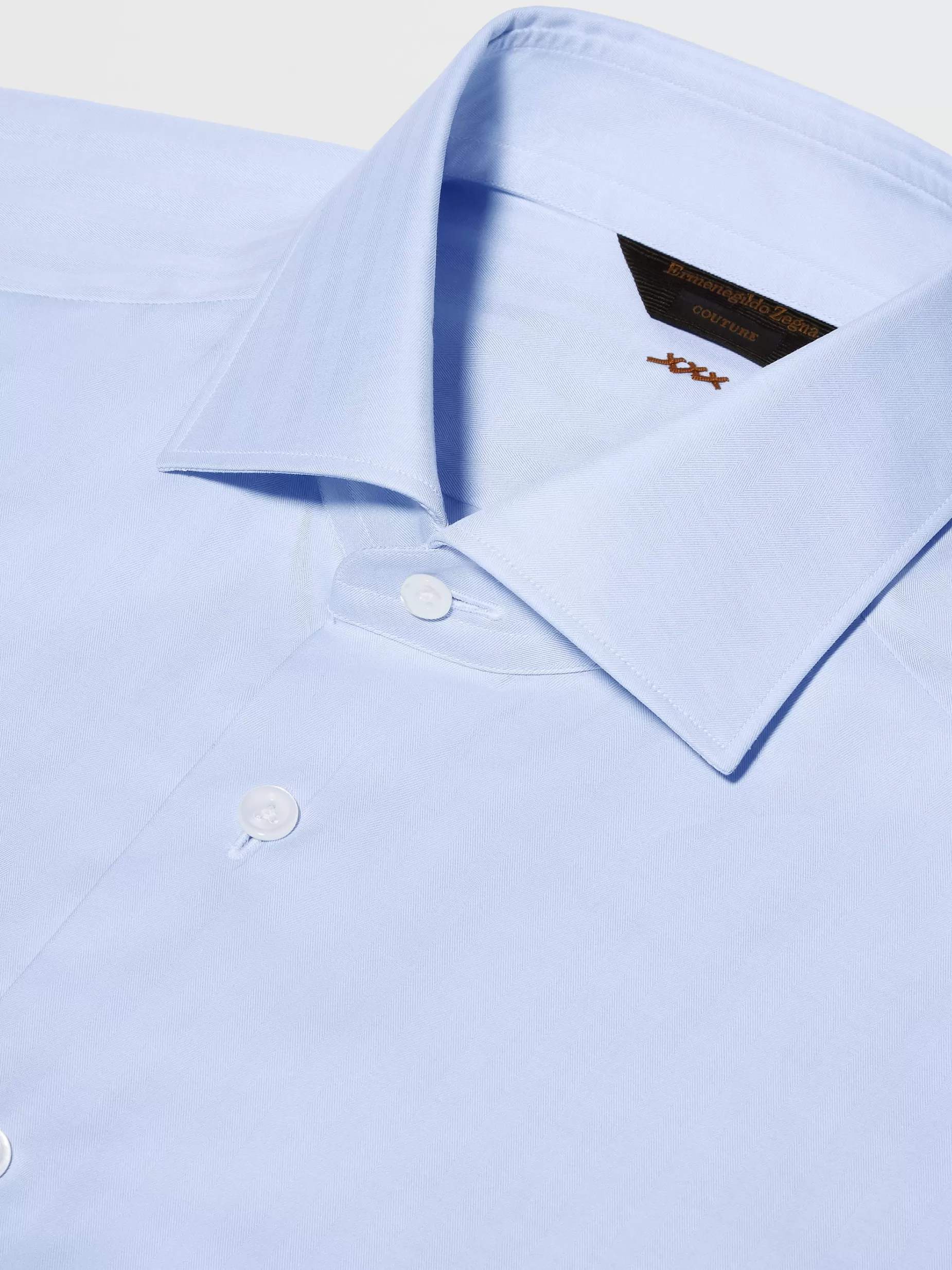 Chemise Habillée à Manches Longues en Coton Sea Island Bleu Clair<ZEGNA Outlet
