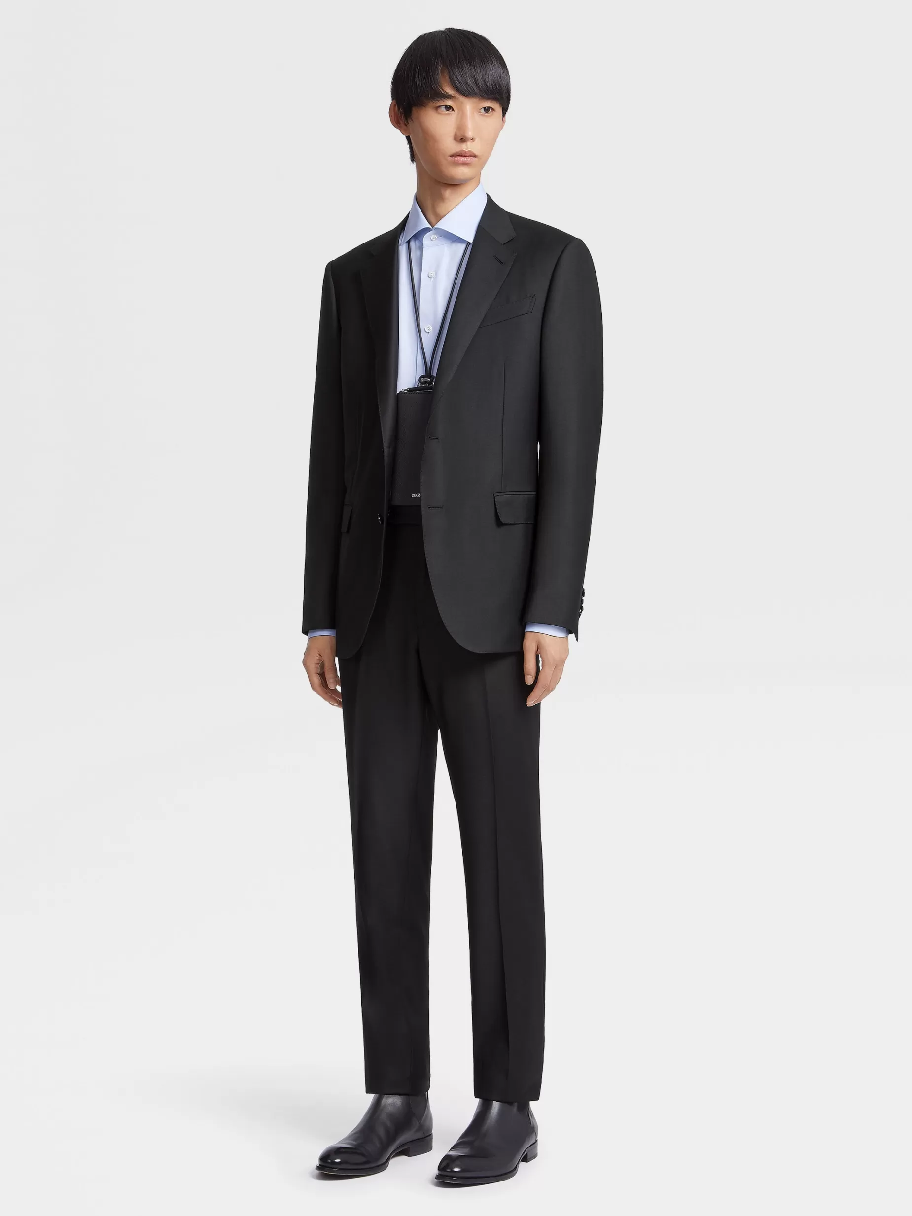 Chemise Habillée à Manches Longues en Coton Sea Island Bleu Clair<ZEGNA Outlet