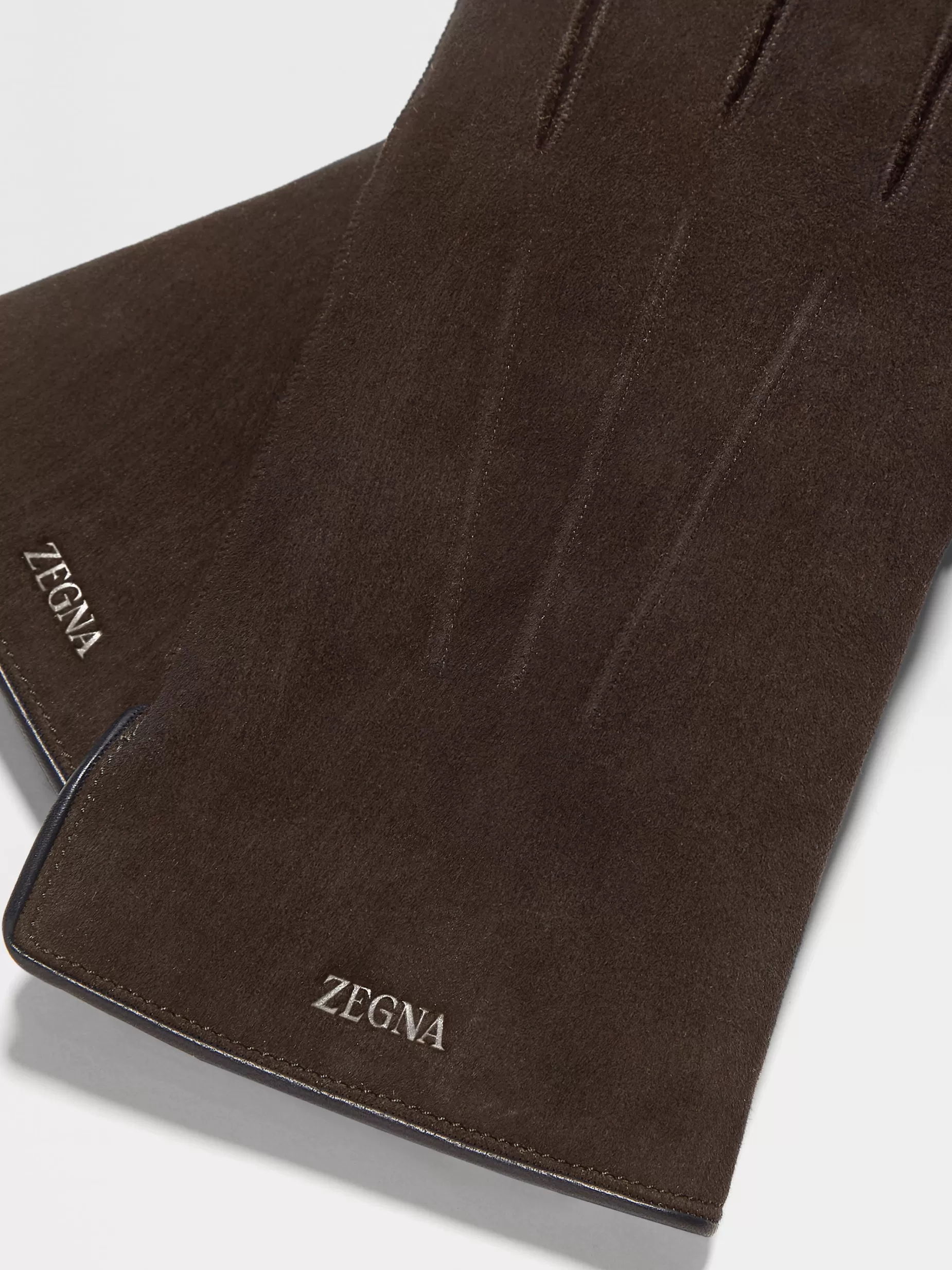 Gants en Veau Velours Marron Foncé<ZEGNA Online