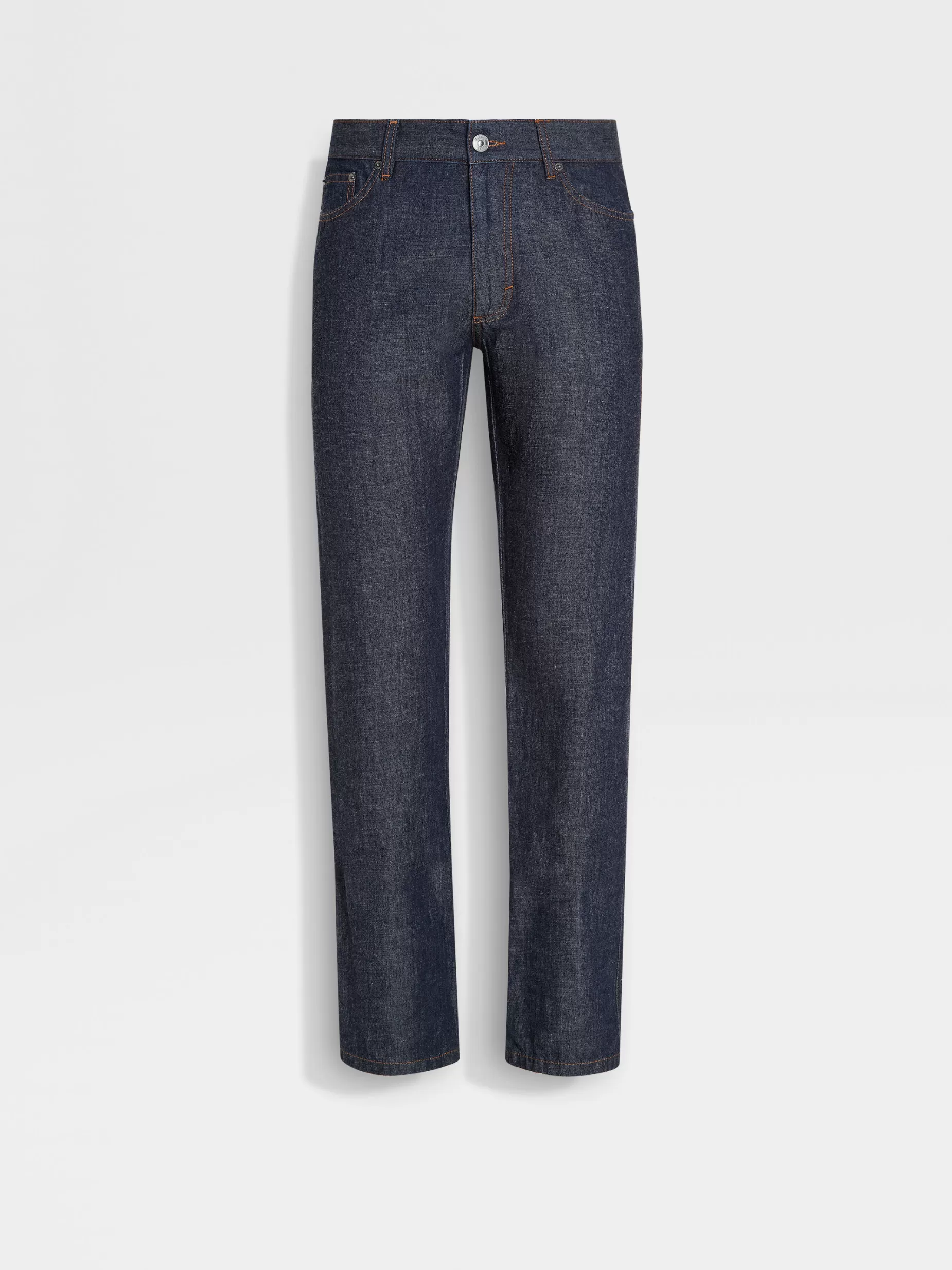 Jean Roccia en Coton et Lin Bleu Foncé Délavé<ZEGNA Best Sale