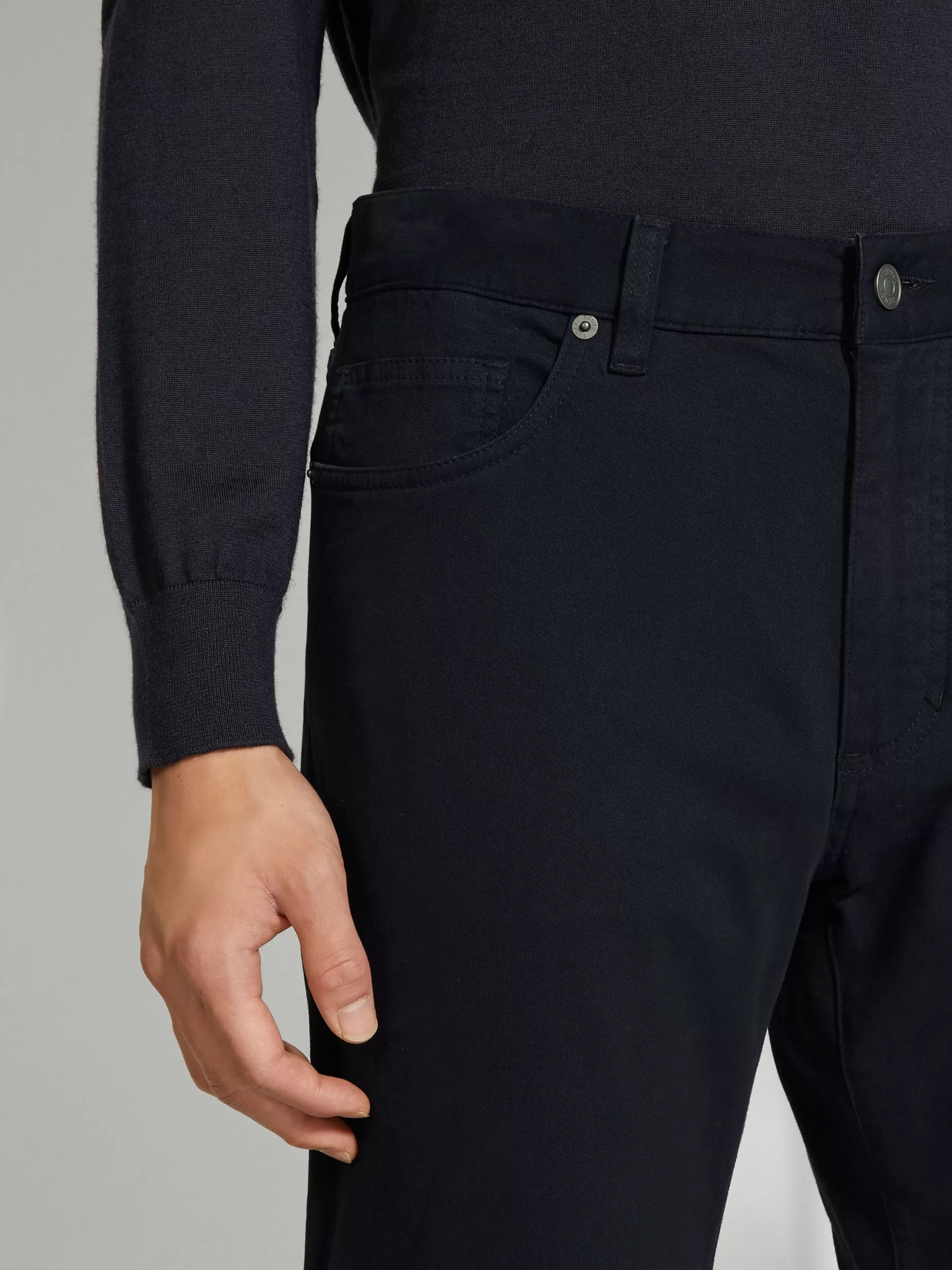 Jean Roccia en Coton Extensible Bleu Marine<ZEGNA Online