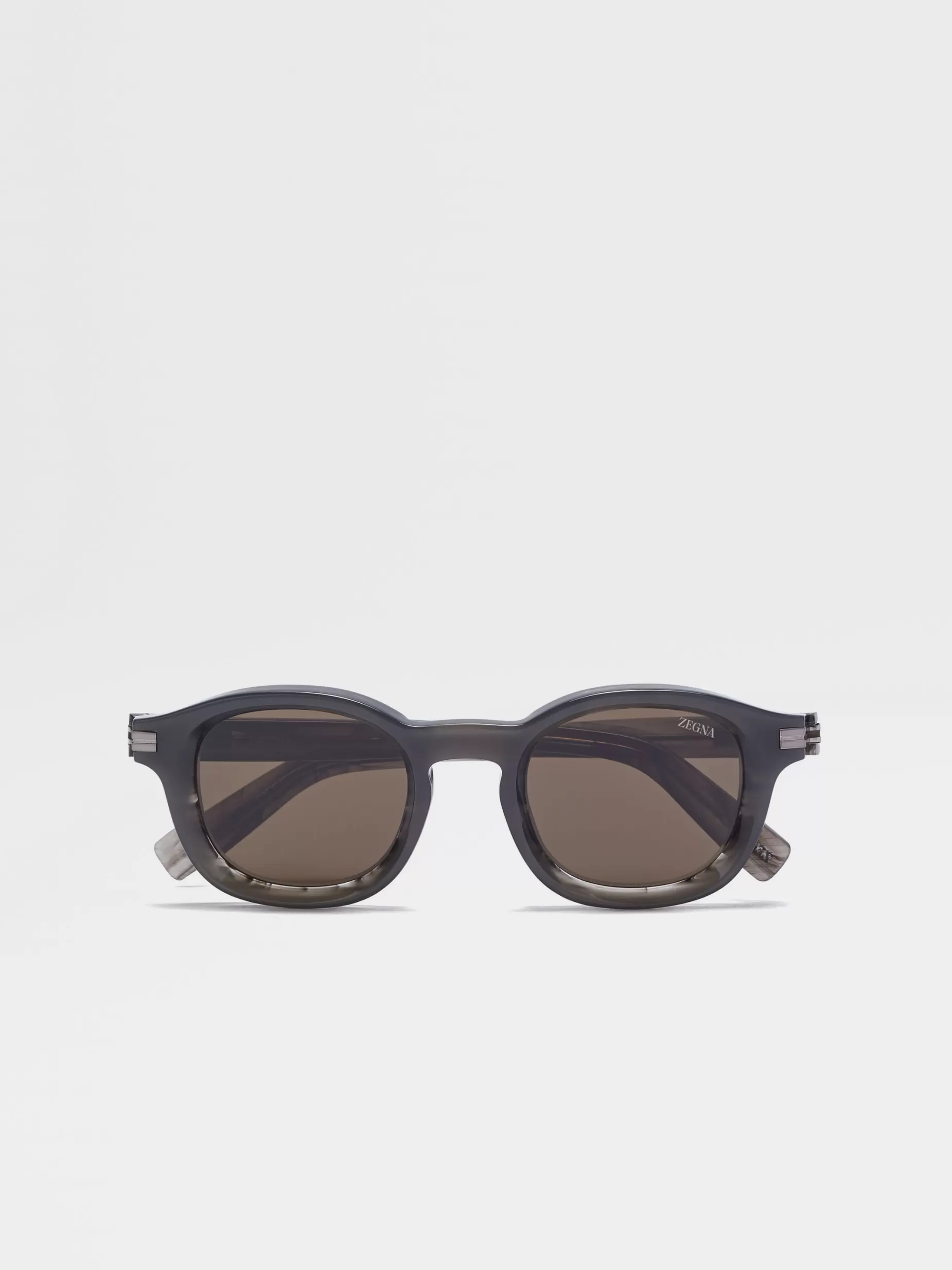 Lunettes de Soleil Aurora I en Acétate Gris Opale et Gris Rayé<ZEGNA Hot