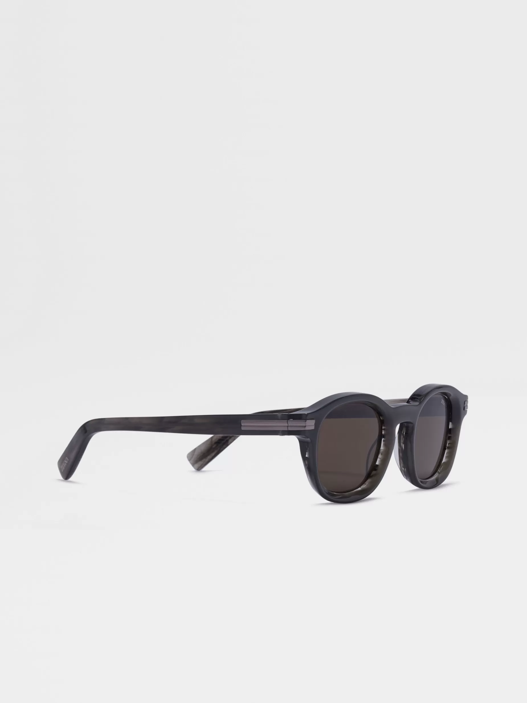 Lunettes de Soleil Aurora I en Acétate Gris Opale et Gris Rayé<ZEGNA Hot