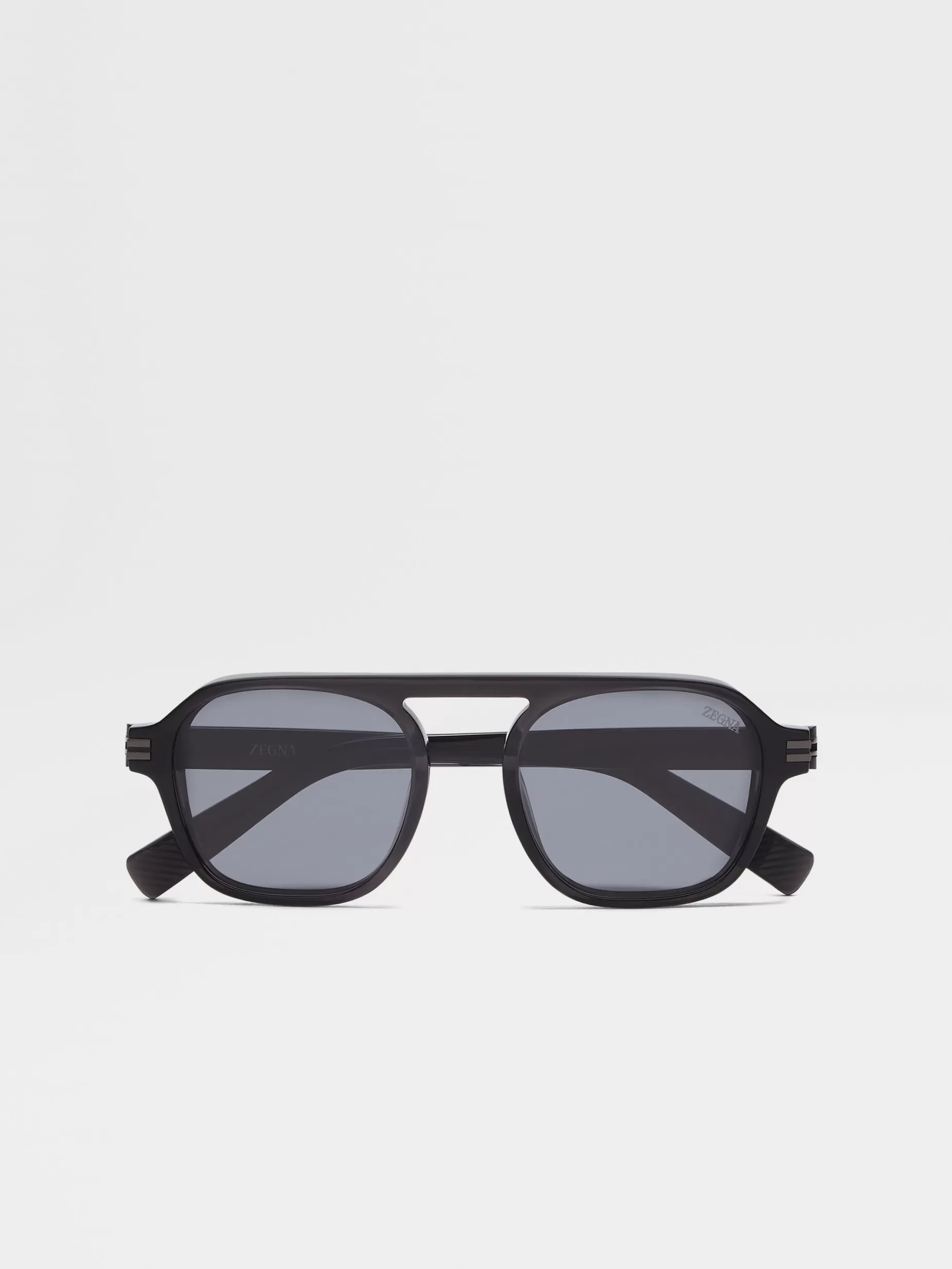 Lunettes de Soleil Aurora II en Acétate Gris Foncé Transparent<ZEGNA Outlet