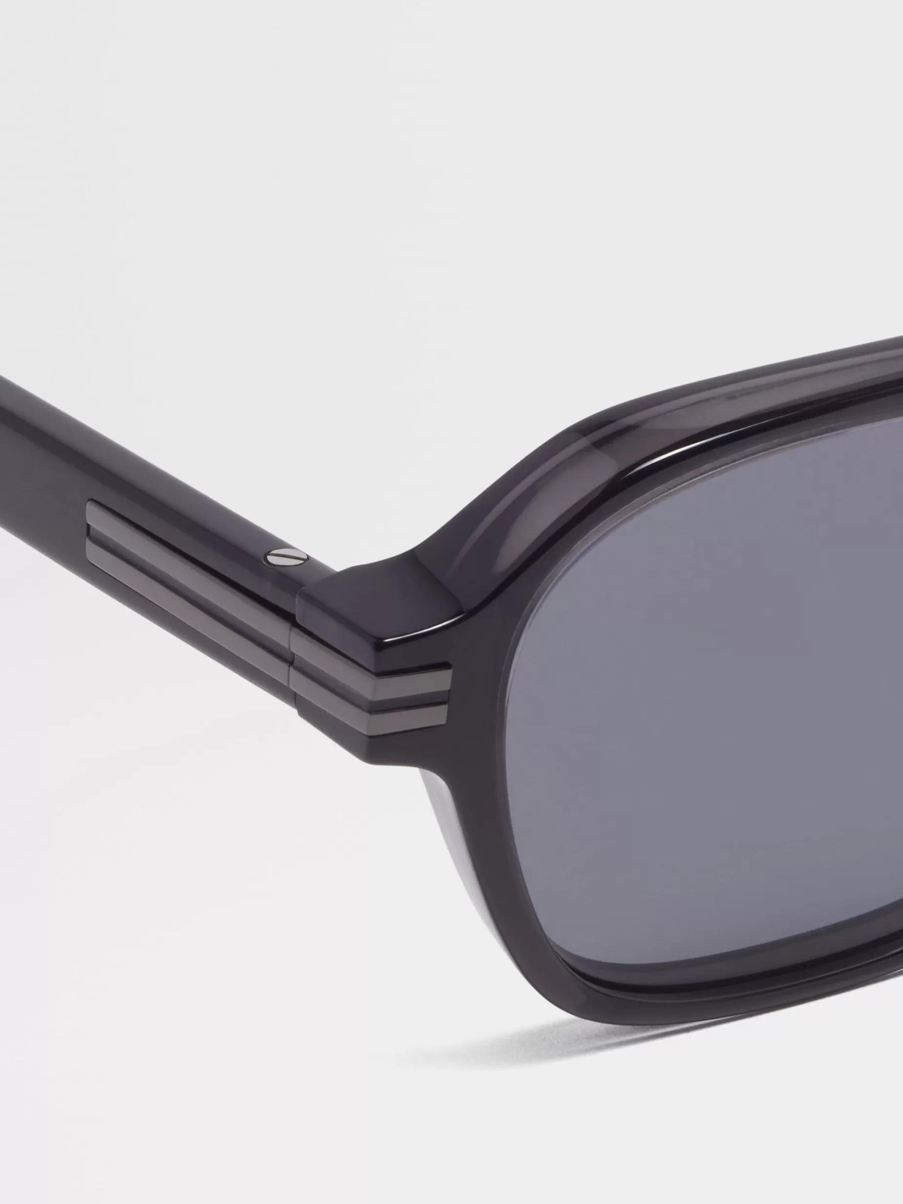 Lunettes de Soleil Aurora II en Acétate Gris Foncé Transparent<ZEGNA Outlet