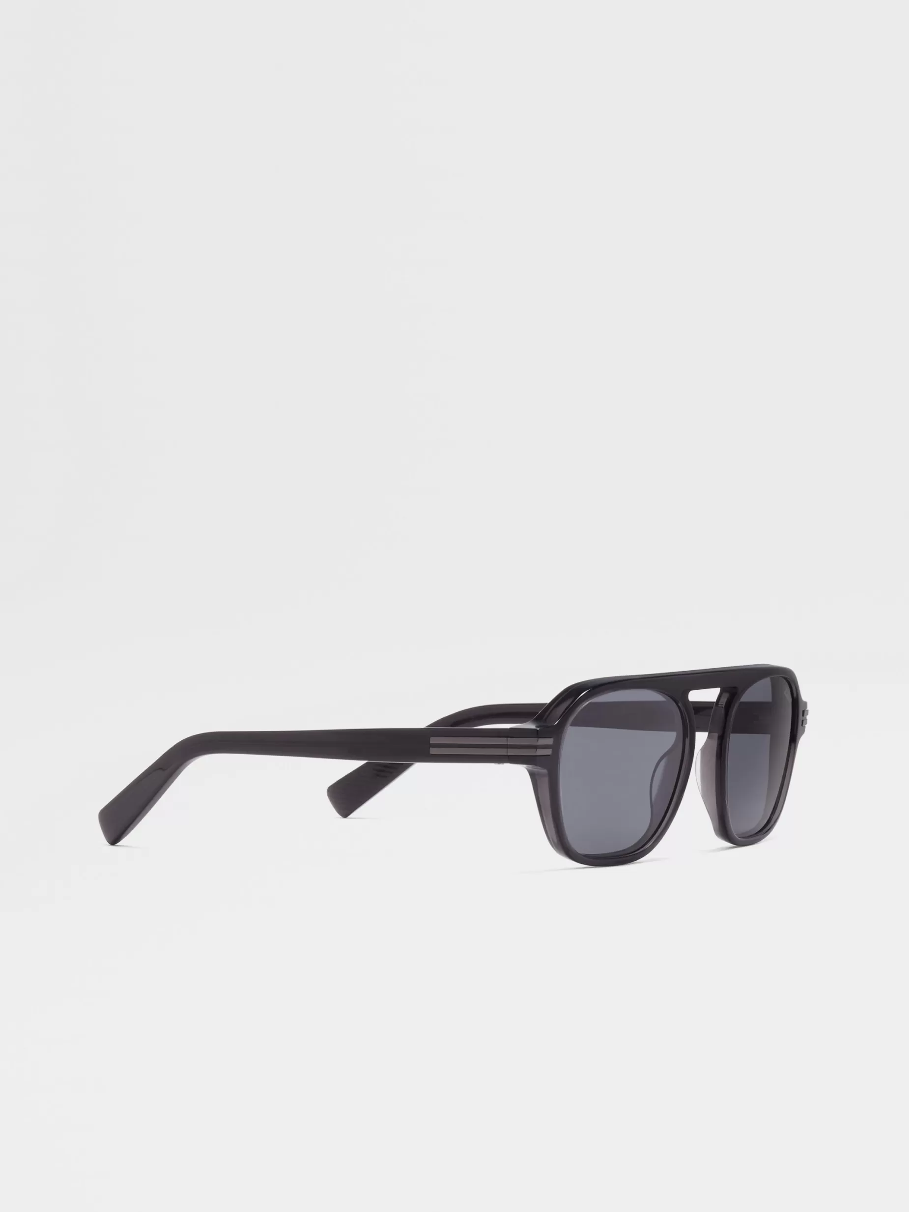 Lunettes de Soleil Aurora II en Acétate Gris Foncé Transparent<ZEGNA Outlet