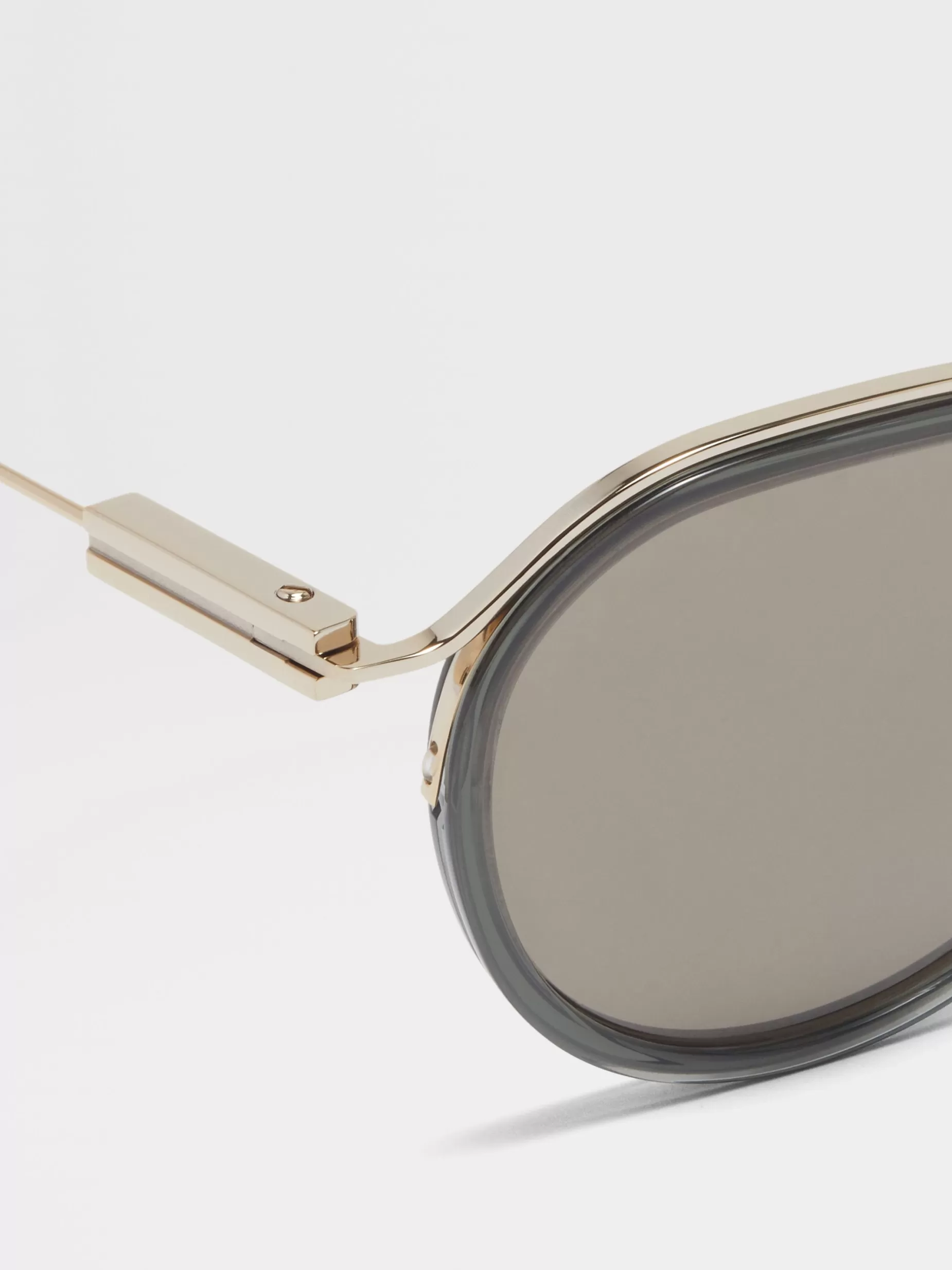 Lunettes de Soleil en Acétate et Métal Vert Transparent et Or Pâle<ZEGNA Sale