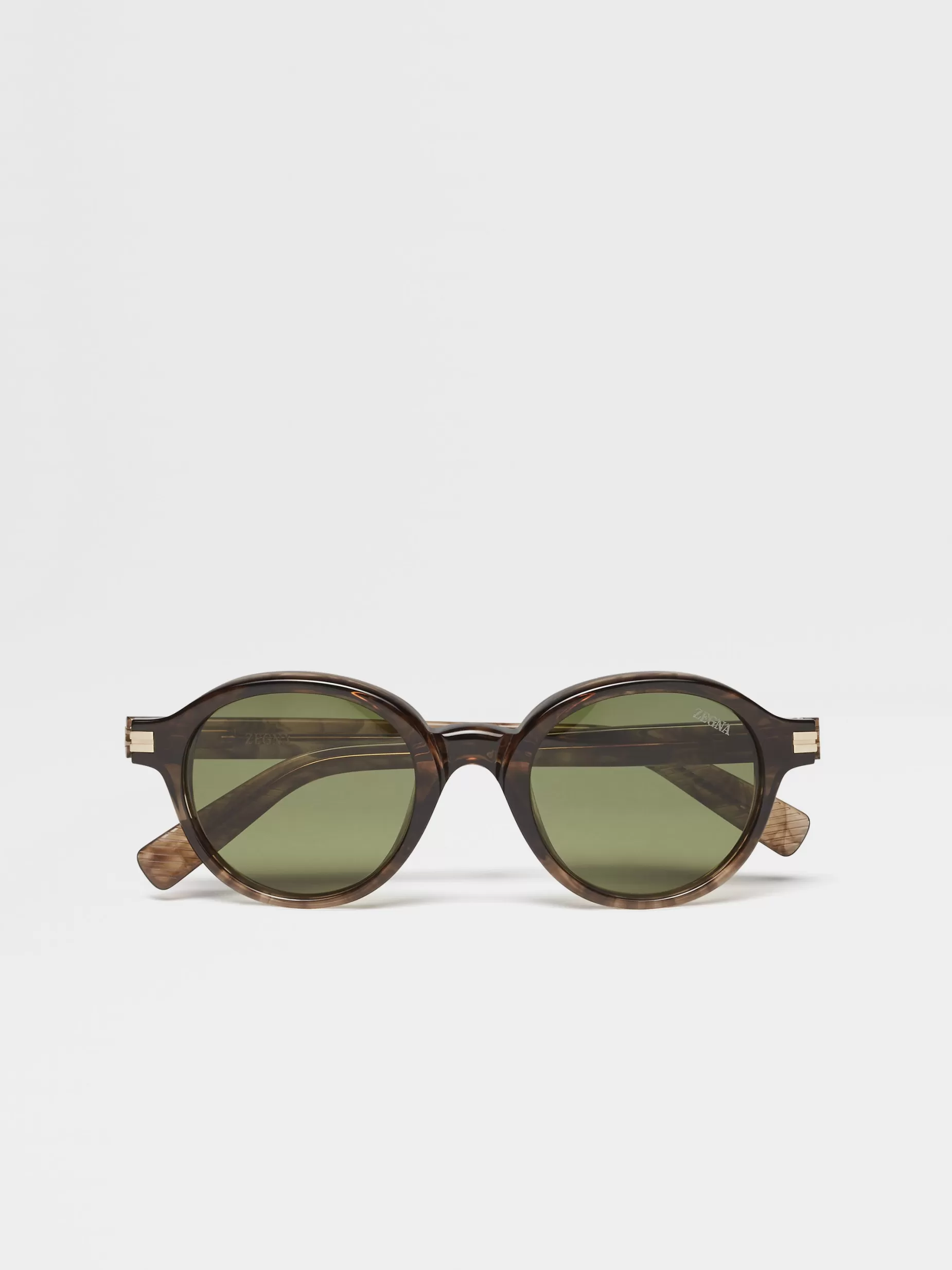 Lunettes de Soleil en Acétate Havane Marron Foncé Transparent<ZEGNA Clearance