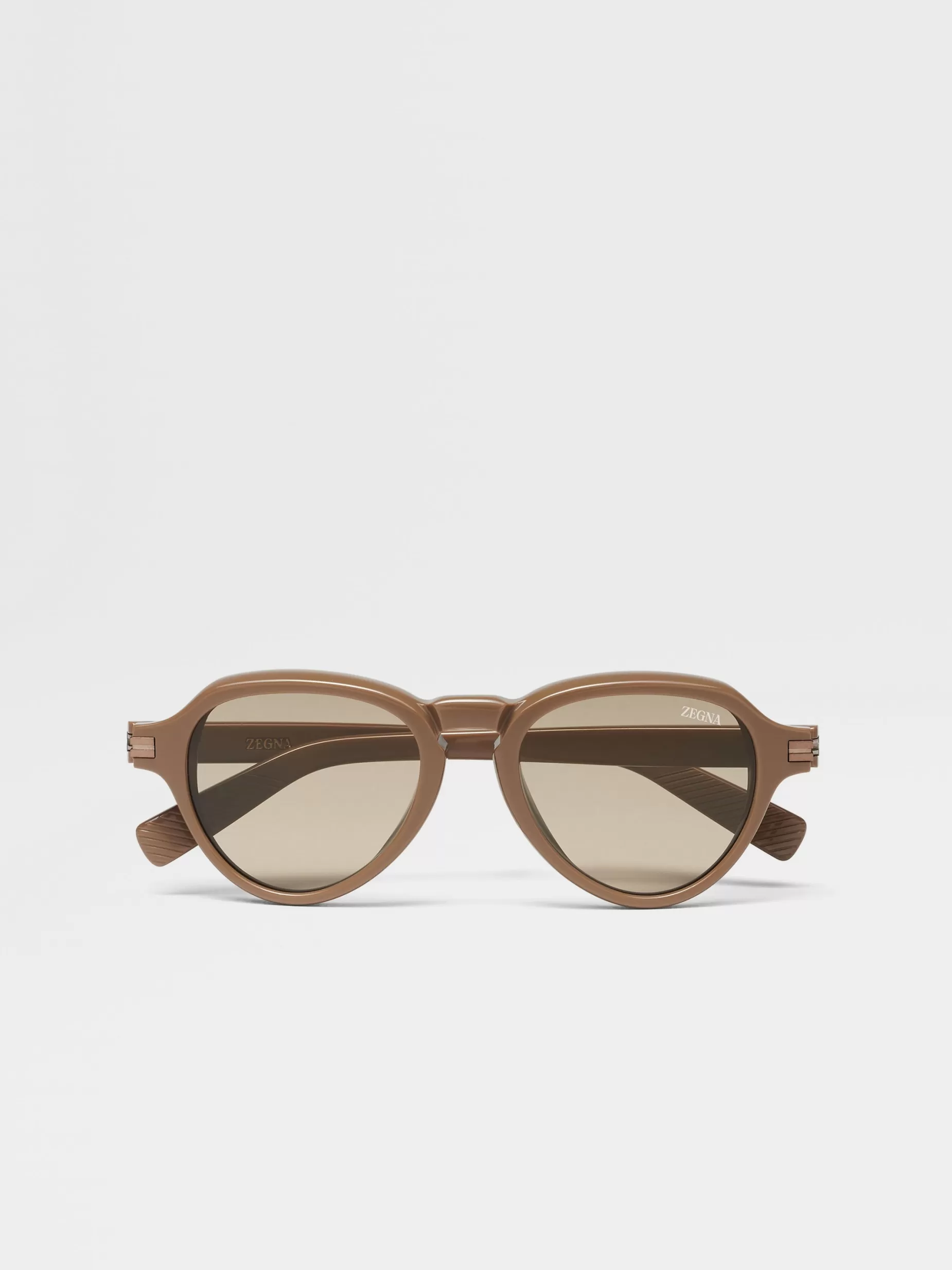 Lunettes de Soleil en Acétate Marron Clair<ZEGNA Cheap