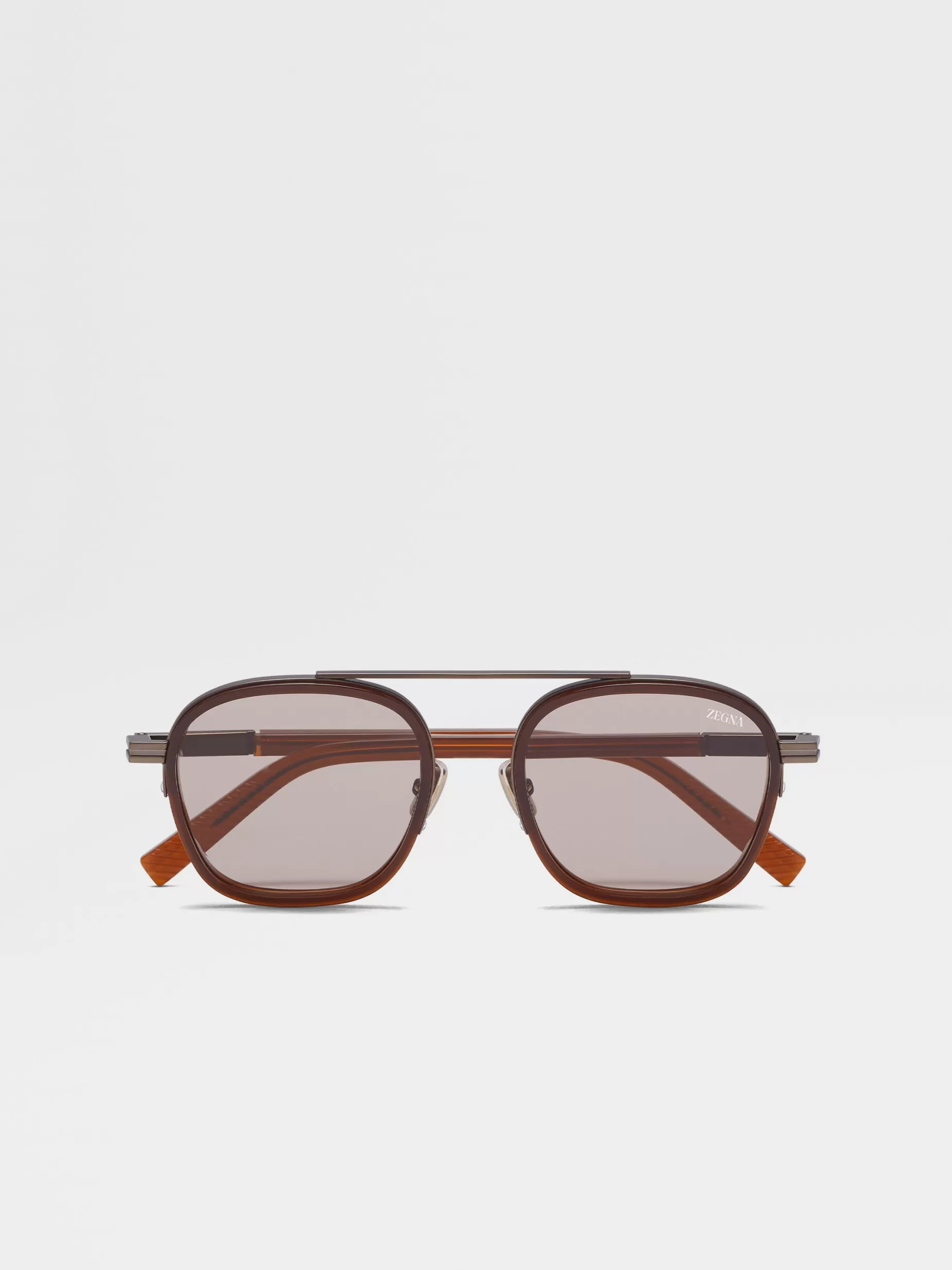 Lunettes de Soleil Orizzonte I en Acétate et Métal Foliage Foncé<ZEGNA Best