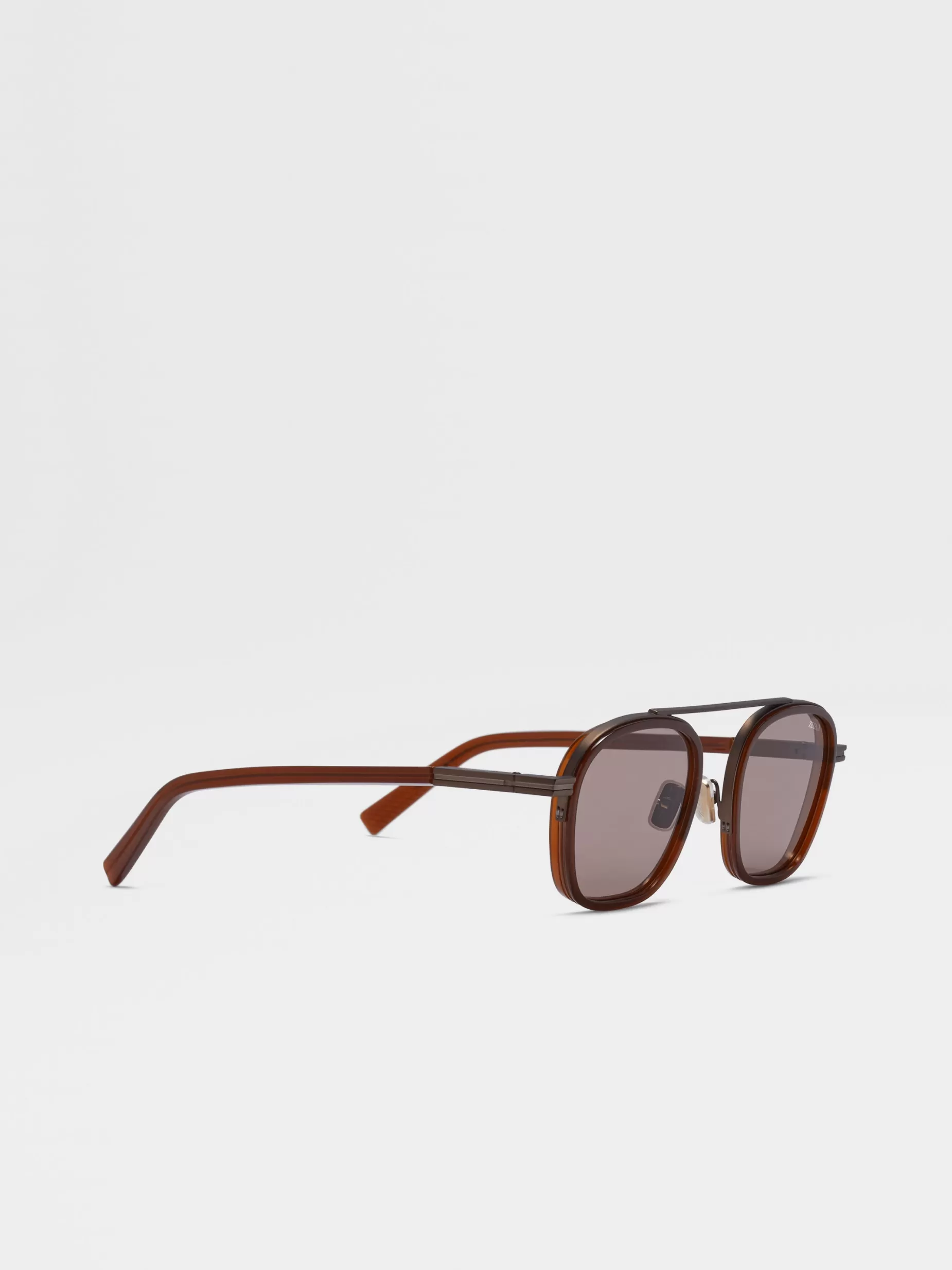 Lunettes de Soleil Orizzonte I en Acétate et Métal Foliage Foncé<ZEGNA Best