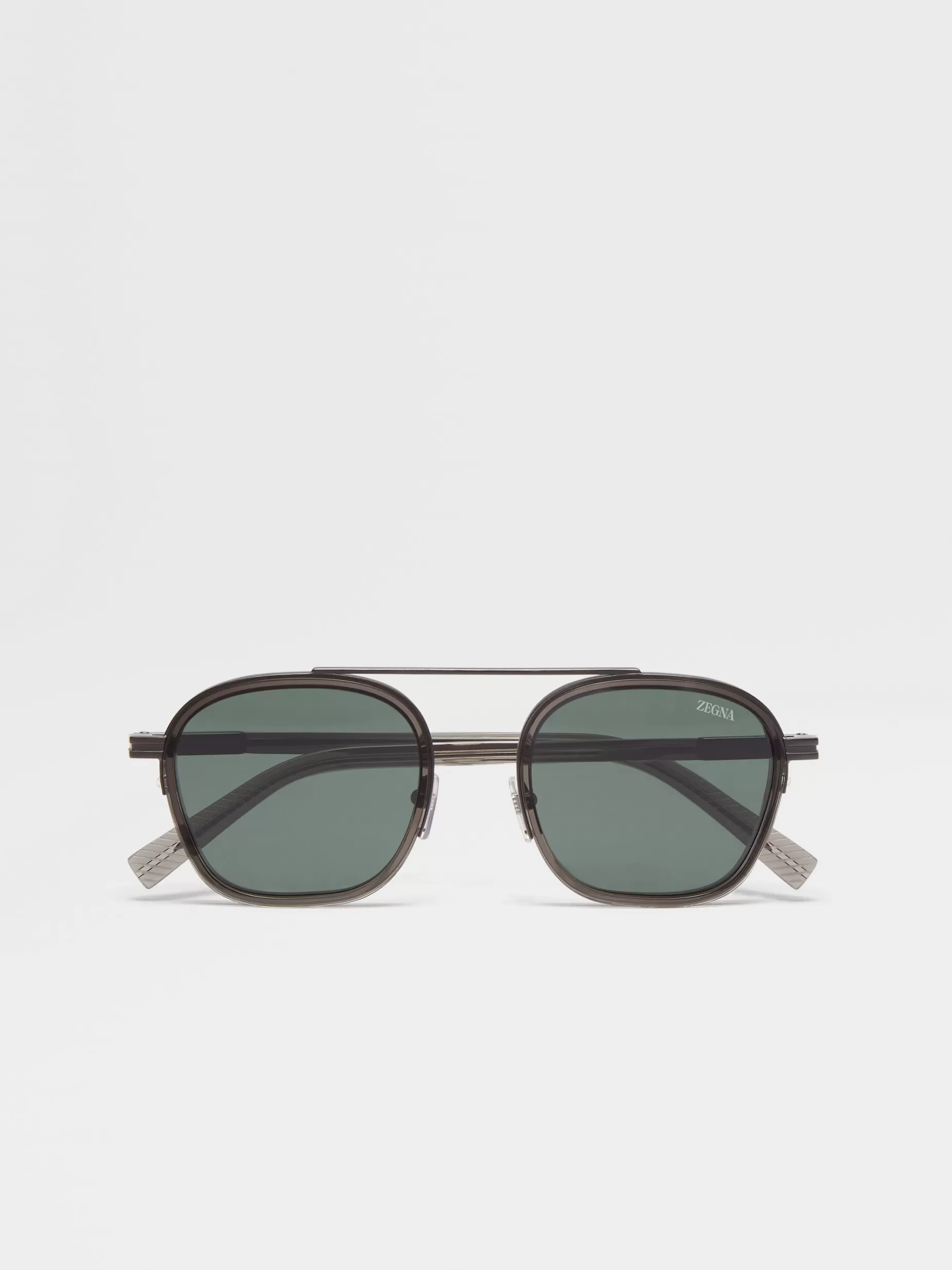 Lunettes de Soleil Orizzonte I en Métal et Acétate Gris Foncé Transparent<ZEGNA Discount