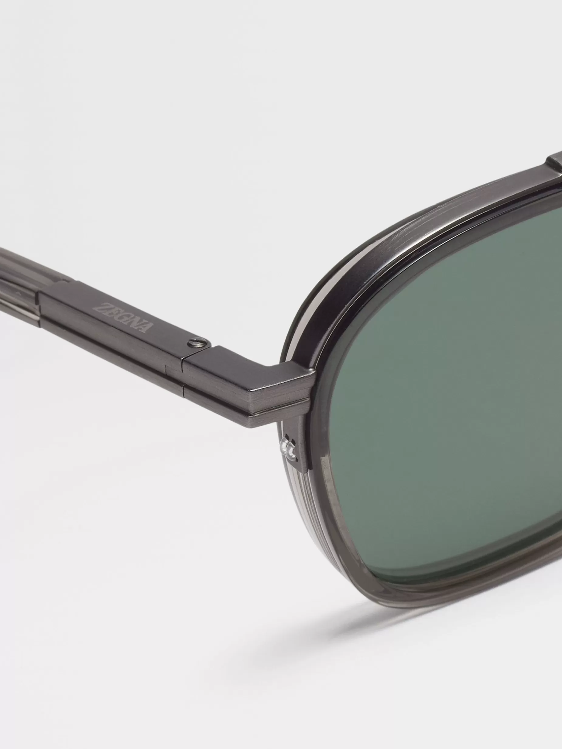 Lunettes de Soleil Orizzonte I en Métal et Acétate Gris Foncé Transparent<ZEGNA Discount