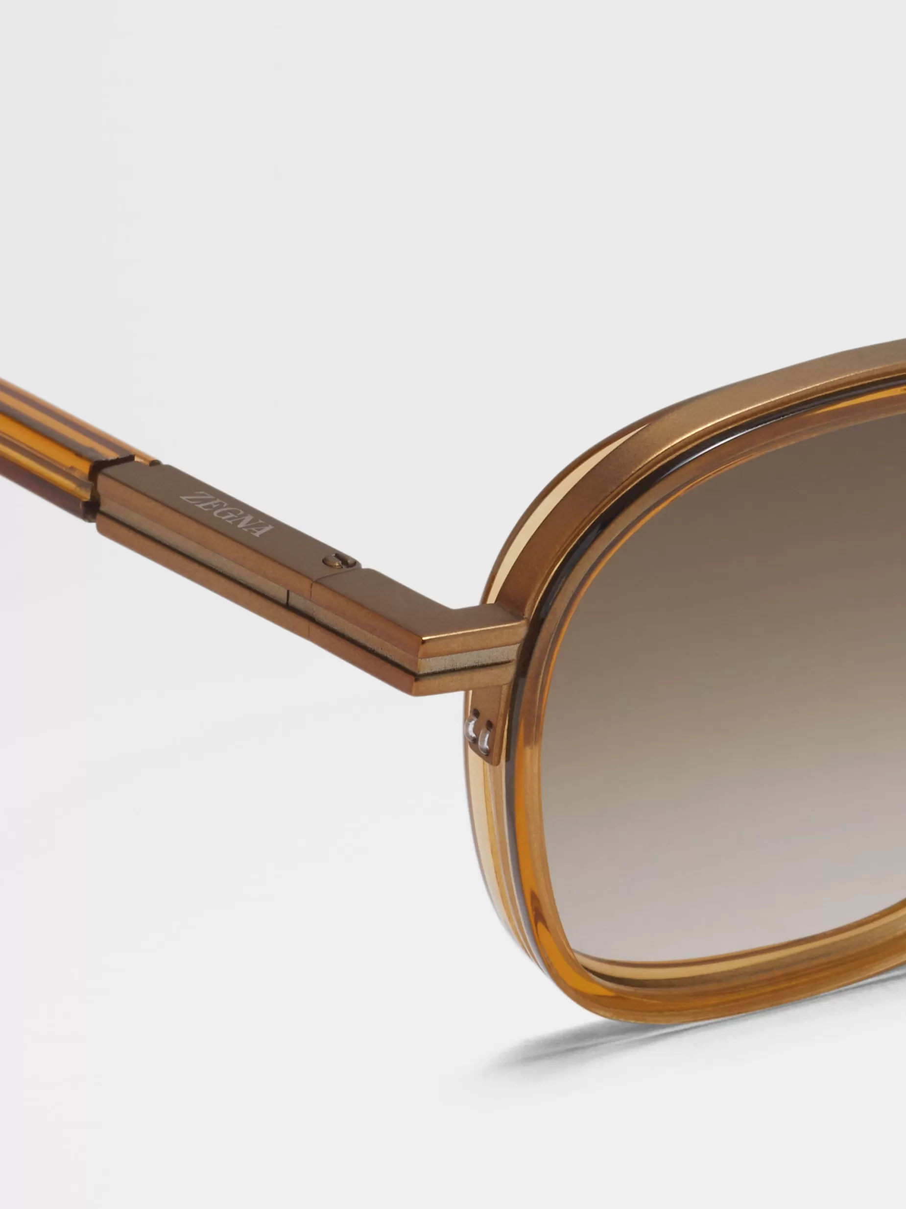 Lunettes de Soleil Orizzonte I en Métal et Acétate Mélasse Transparent<ZEGNA Outlet
