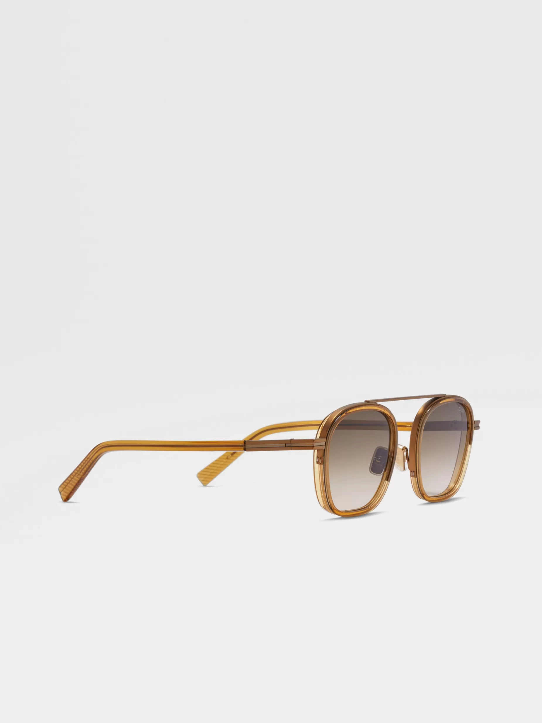 Lunettes de Soleil Orizzonte I en Métal et Acétate Mélasse Transparent<ZEGNA Outlet