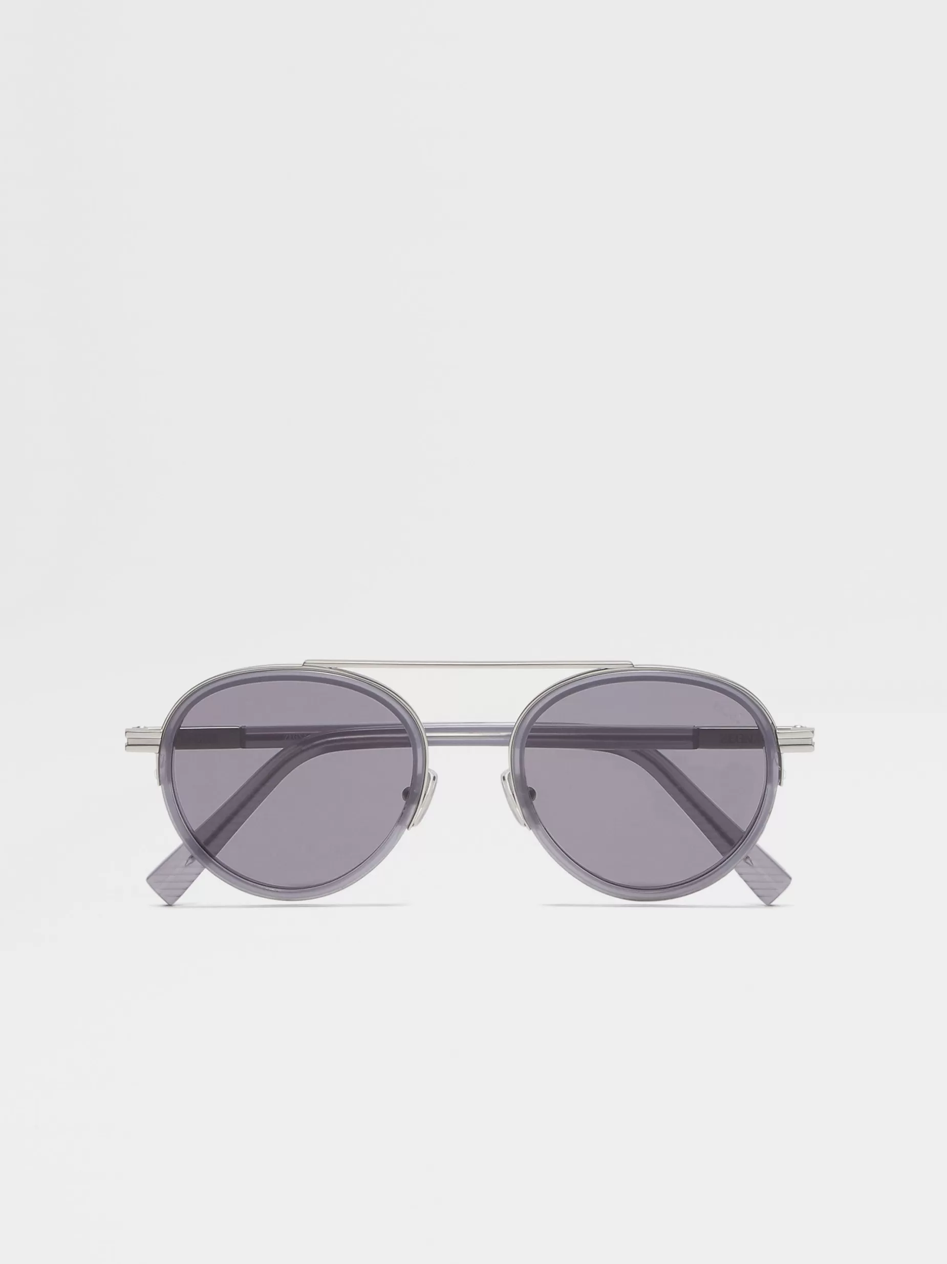 Lunettes de Soleil Orizzonte II en Métal et Acétate Gris Opalin<ZEGNA Flash Sale