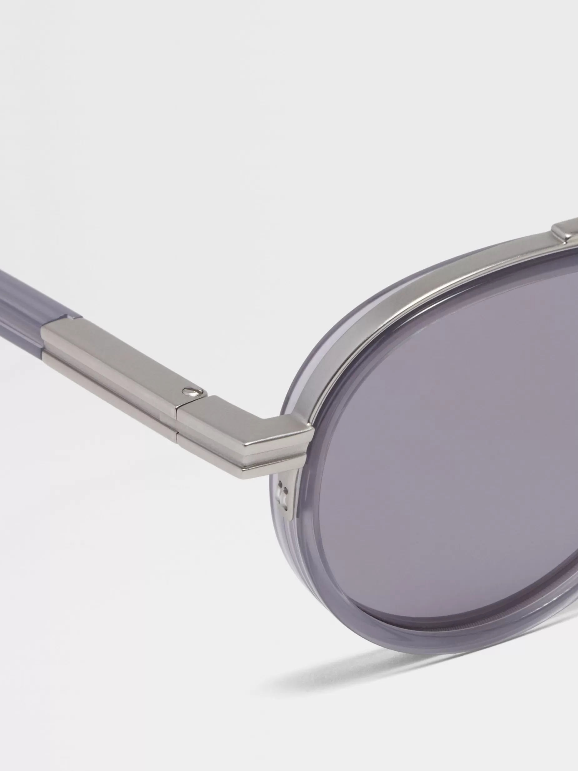 Lunettes de Soleil Orizzonte II en Métal et Acétate Gris Opalin<ZEGNA Flash Sale