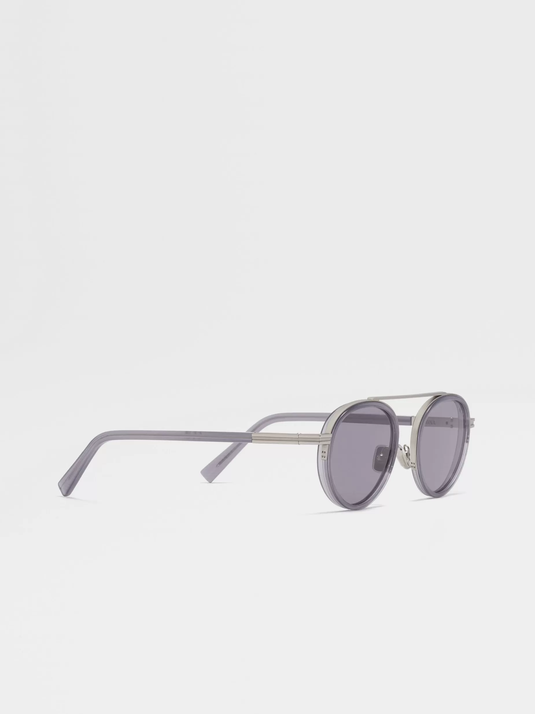 Lunettes de Soleil Orizzonte II en Métal et Acétate Gris Opalin<ZEGNA Flash Sale