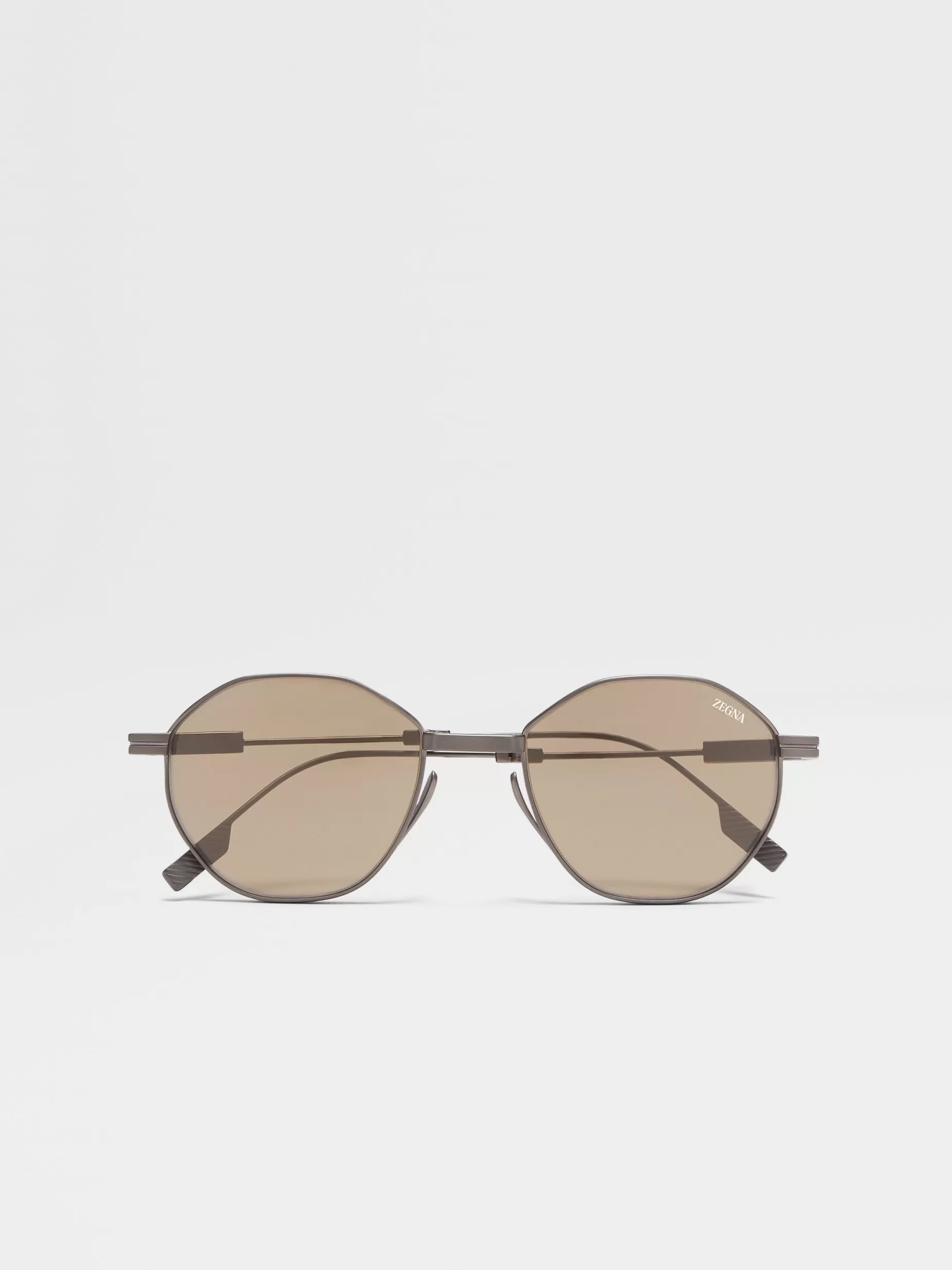 Lunettes de Soleil Pliables en Titane Bronze Clair<ZEGNA Outlet