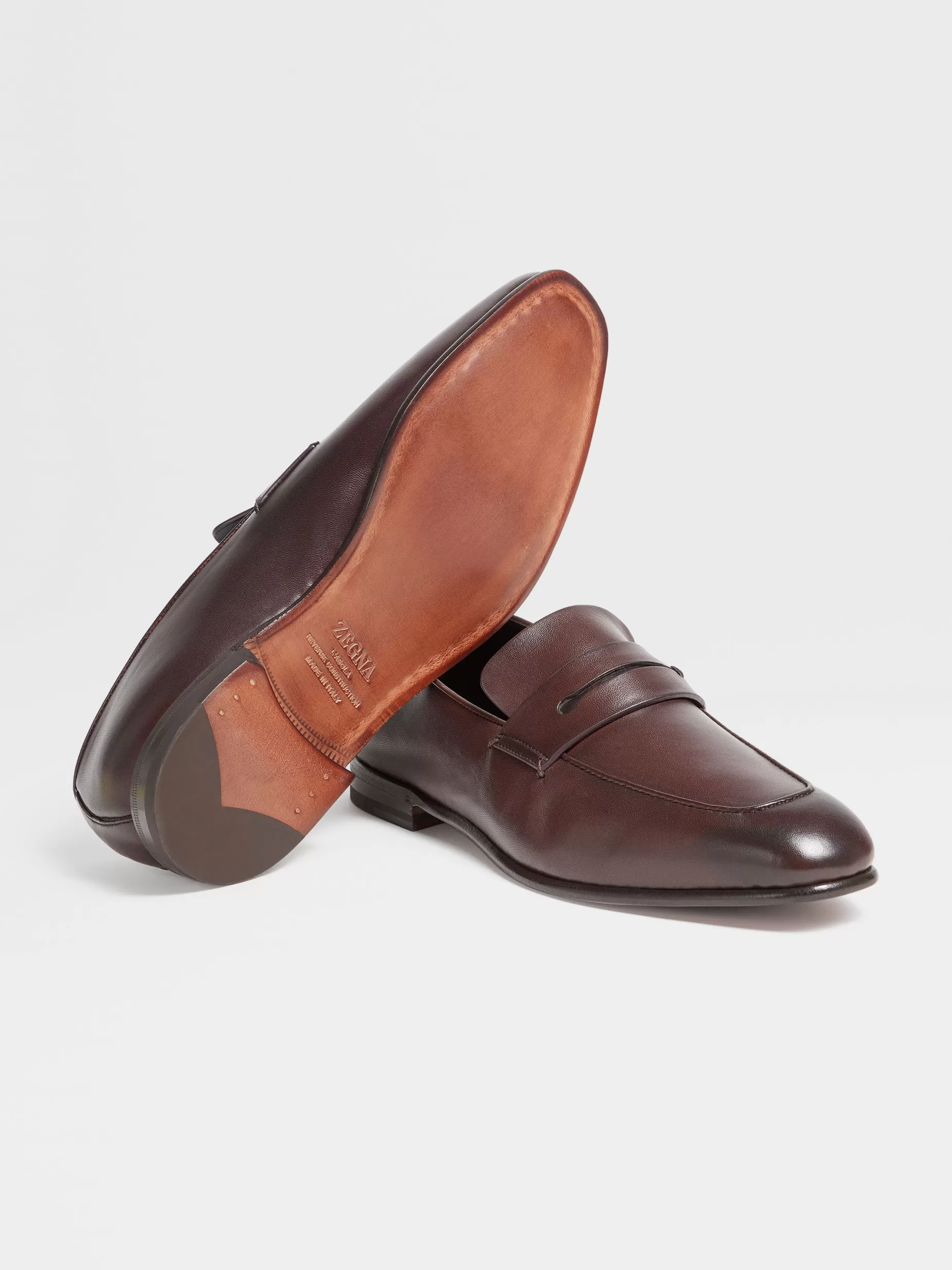 Mocassins L'Asola en Cuir Marron Foncé<ZEGNA Fashion