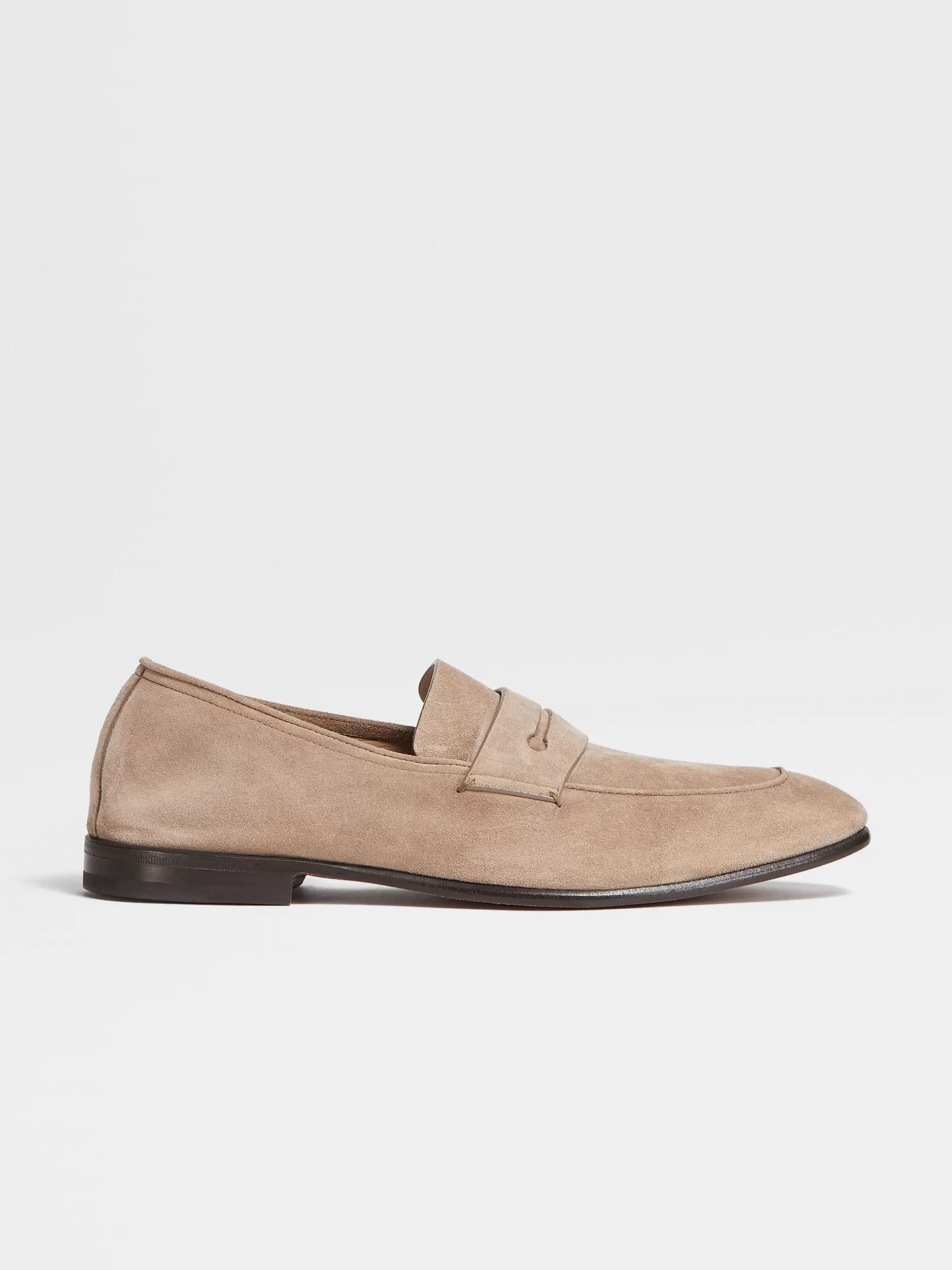 Mocassins L'Asola en Veau Velours Beige Clair<ZEGNA Discount